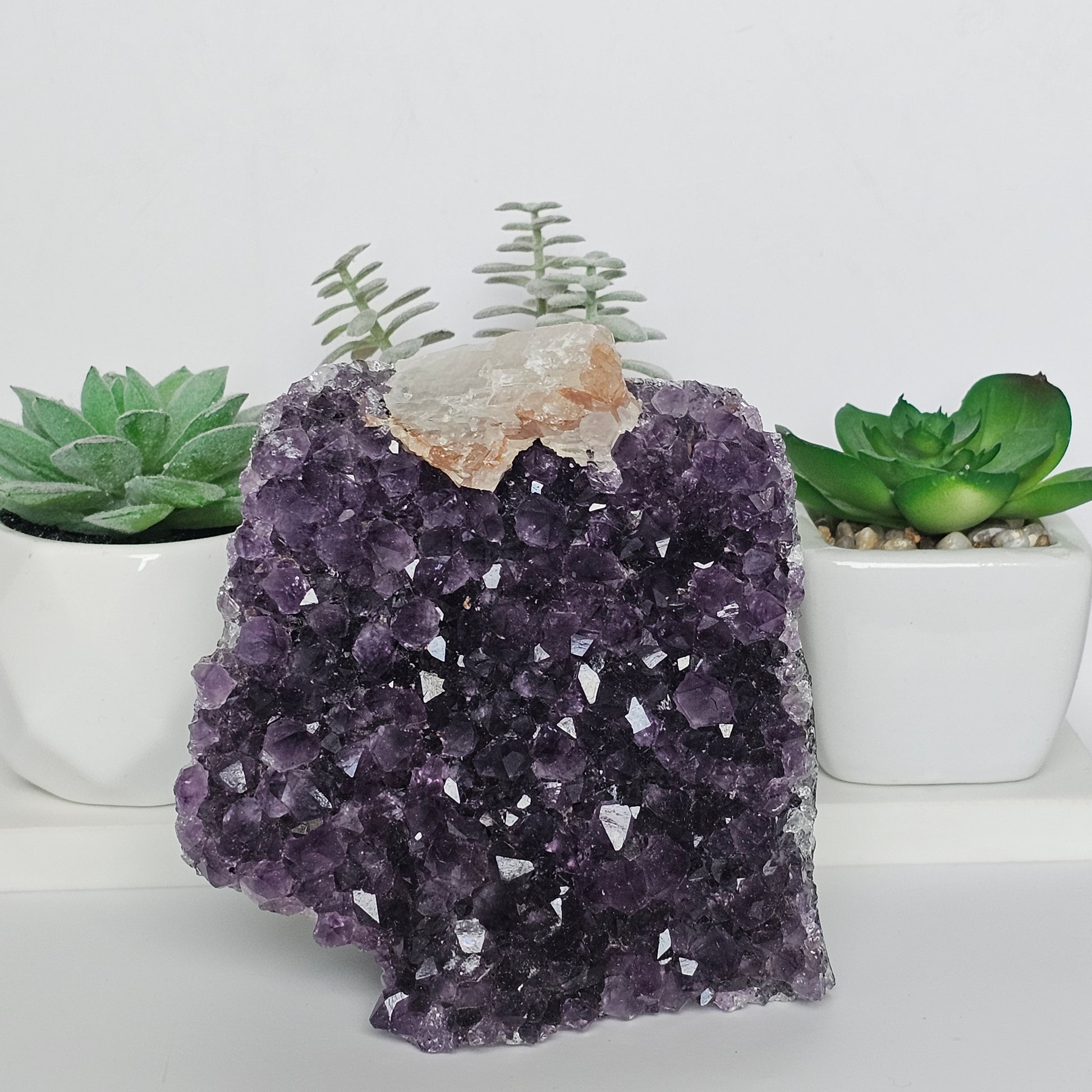 Amethyst A Grade Cut Base With Calcite Inclusion From Uruguay (T)