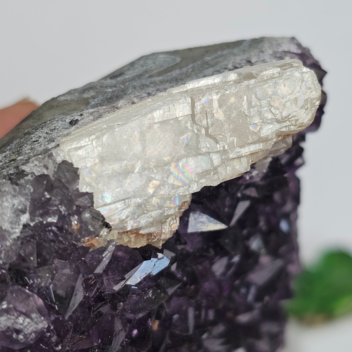 Amethyst A Grade Cut Base With Calcite Inclusion From Uruguay (T)