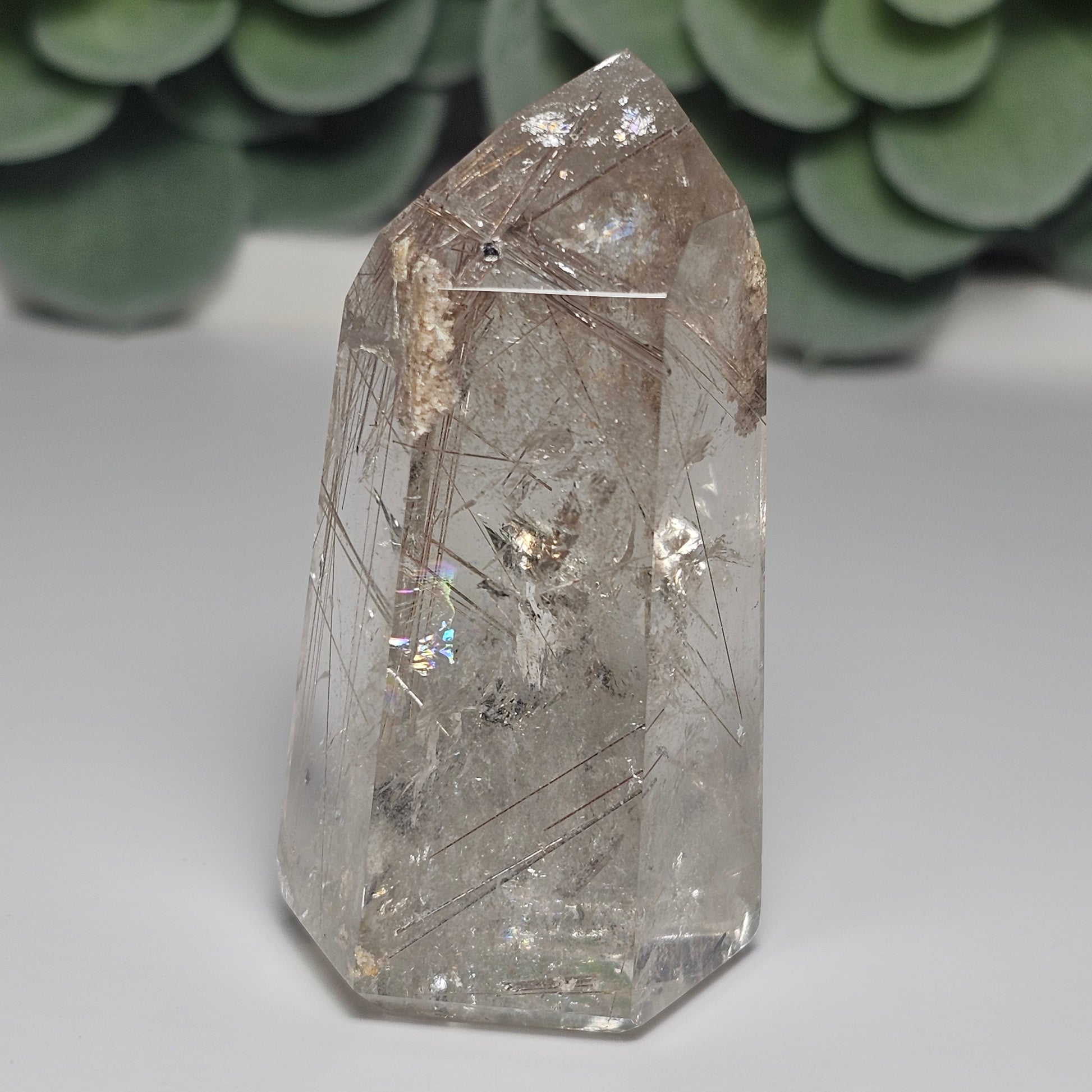 Smoky Quartz Bronze Rutile/Angel's Hair Tower With Garden Quartz (STB)