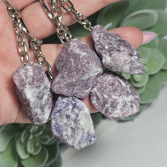 Natural Lepidolite keychain.