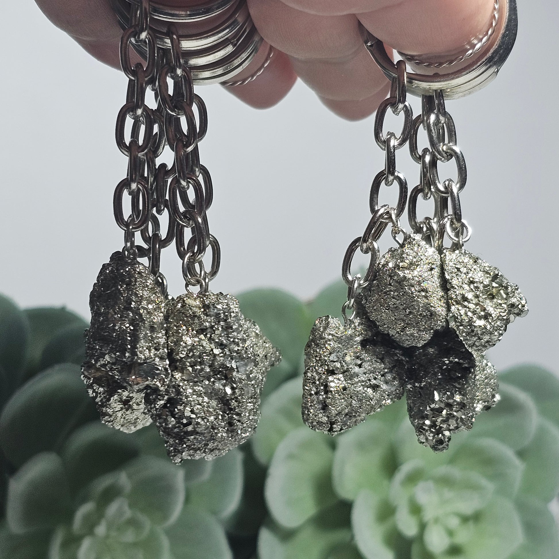 Natural Pyrite keychain.