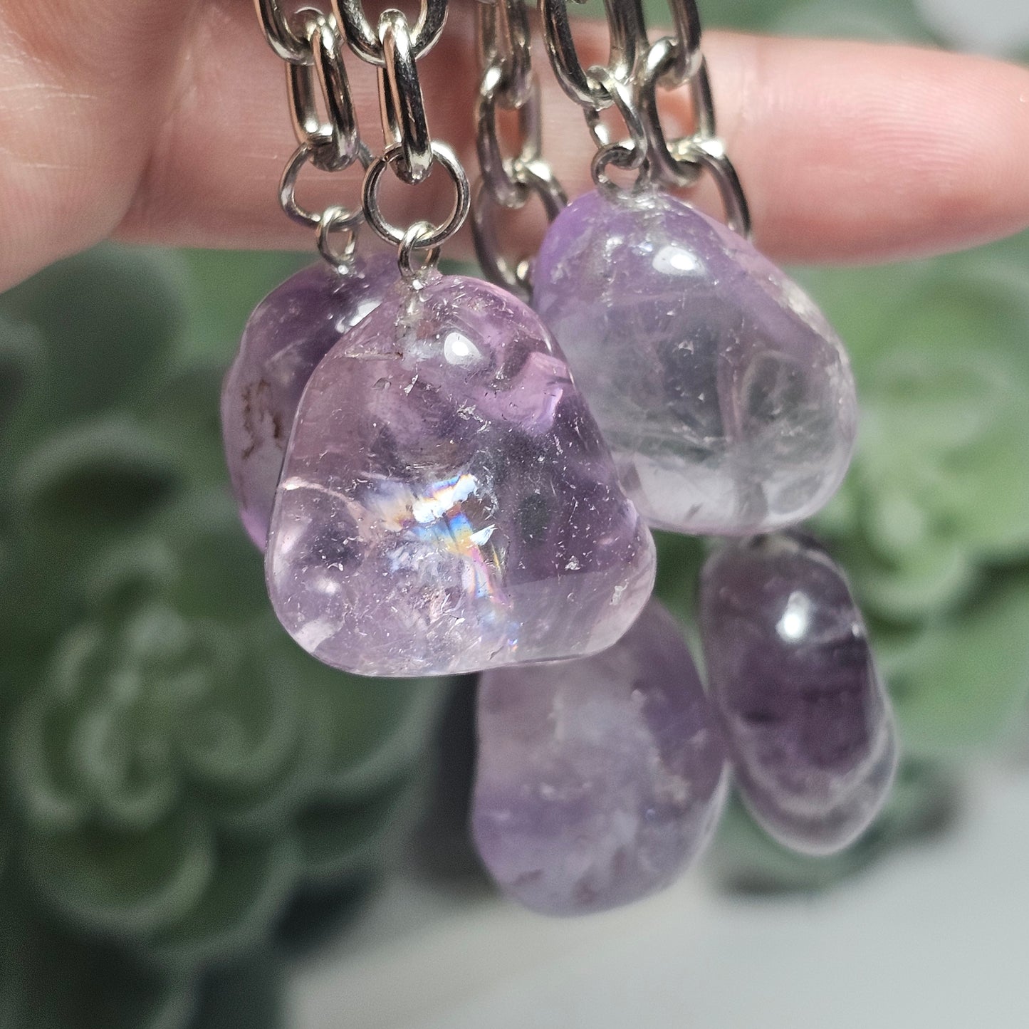 Polished Amethyst keychain.