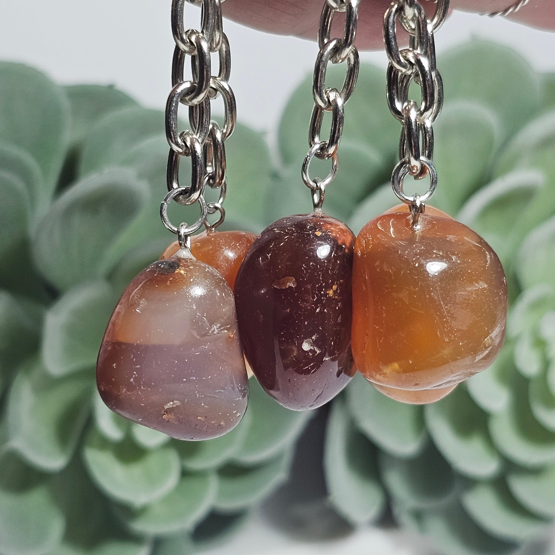 Polished Carnelian keychain.