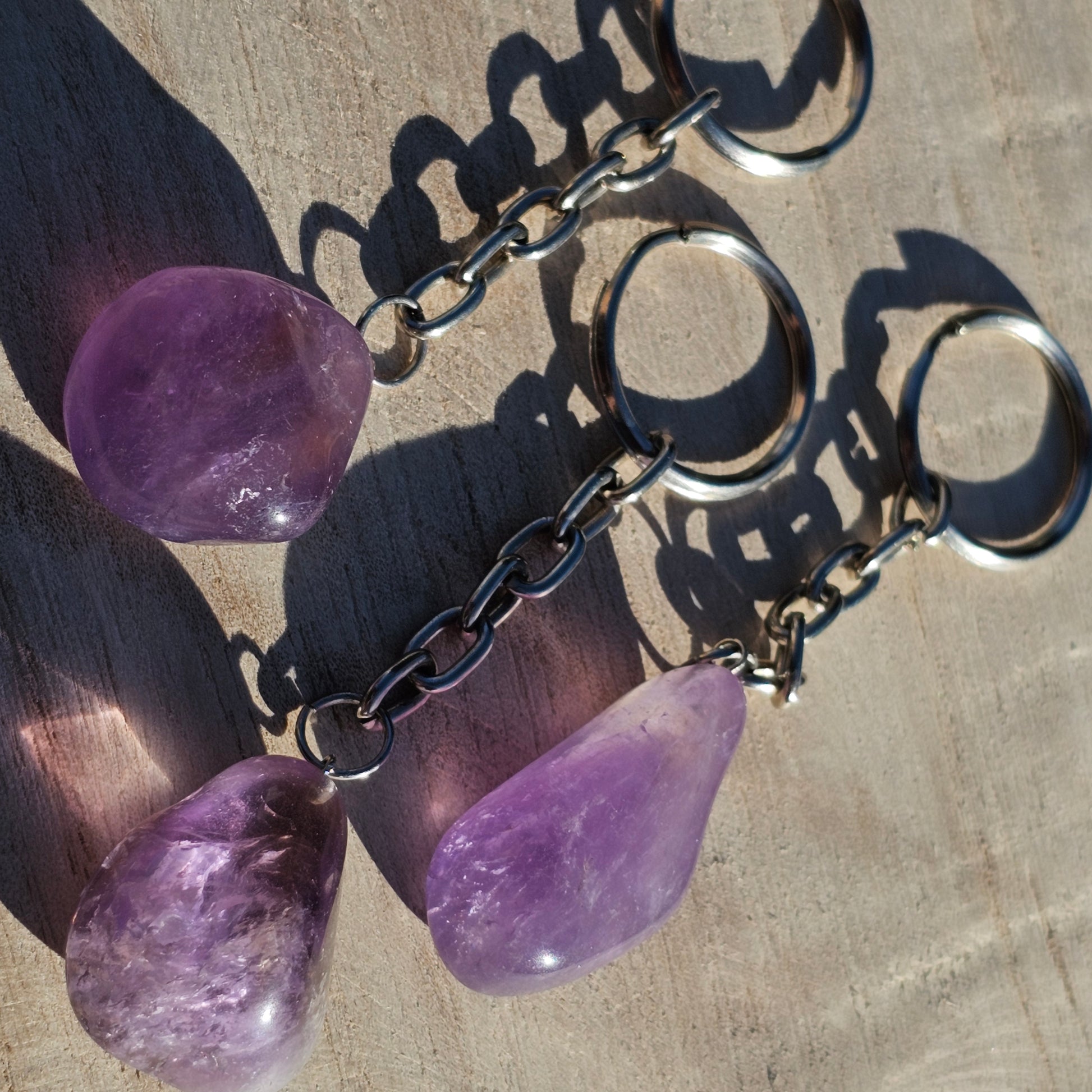 Polished Amethyst keychain.