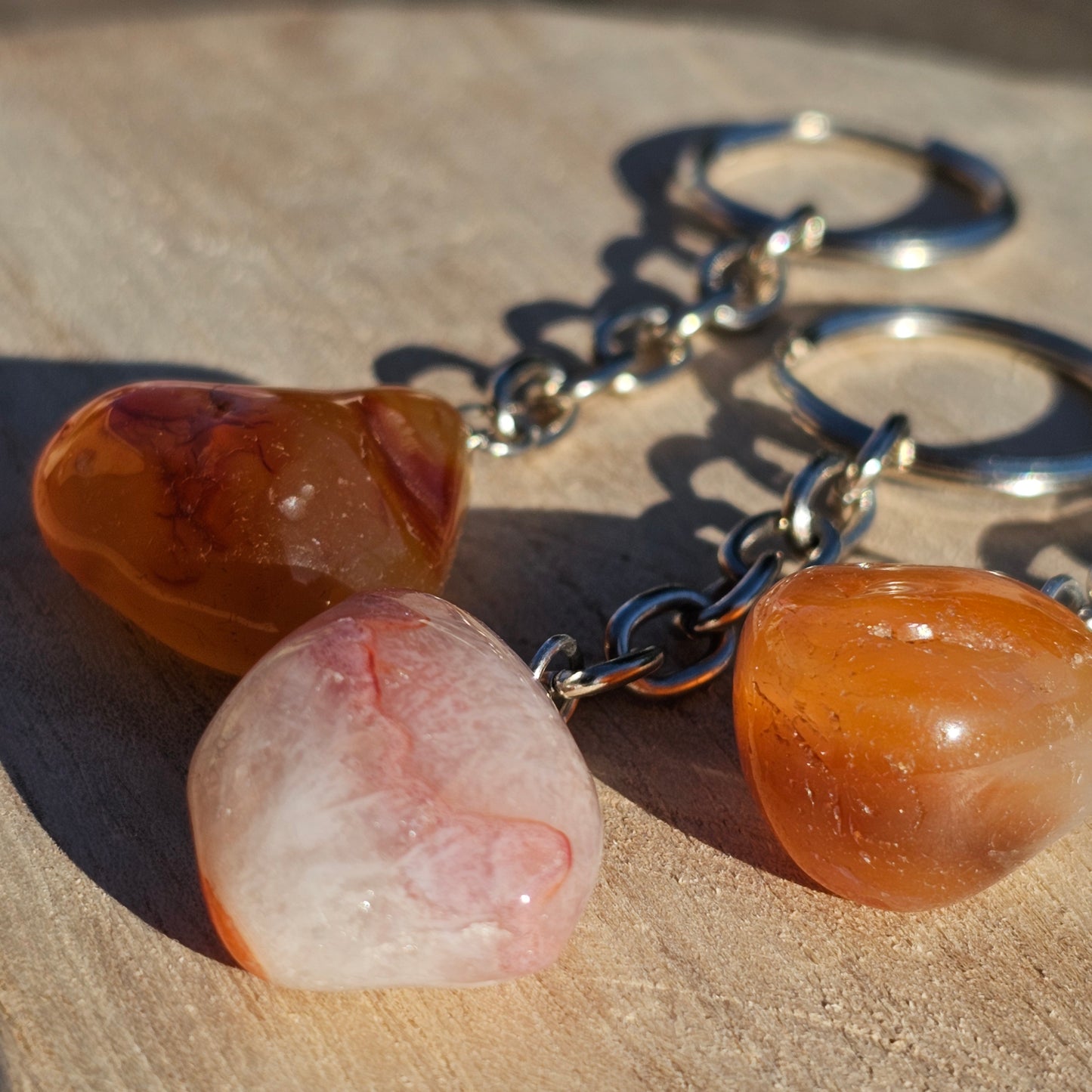 Polished Carnelian keychain.