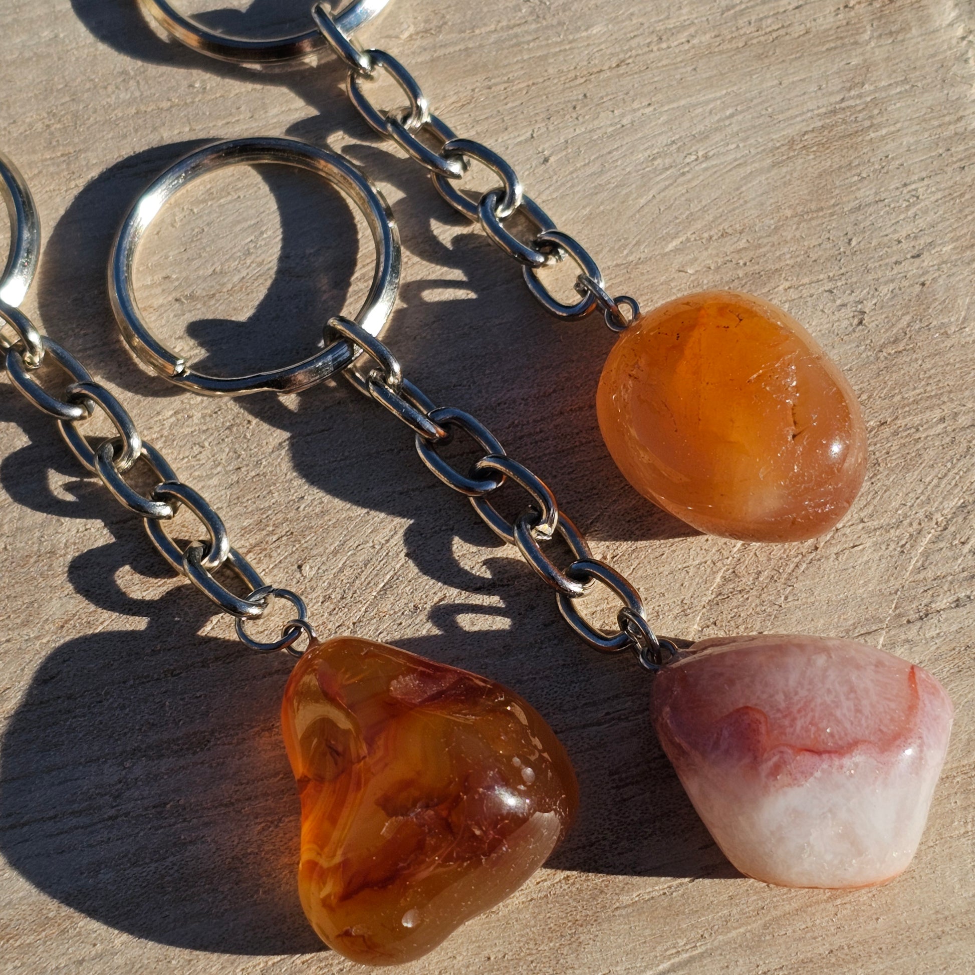 Polished Carnelian keychain.