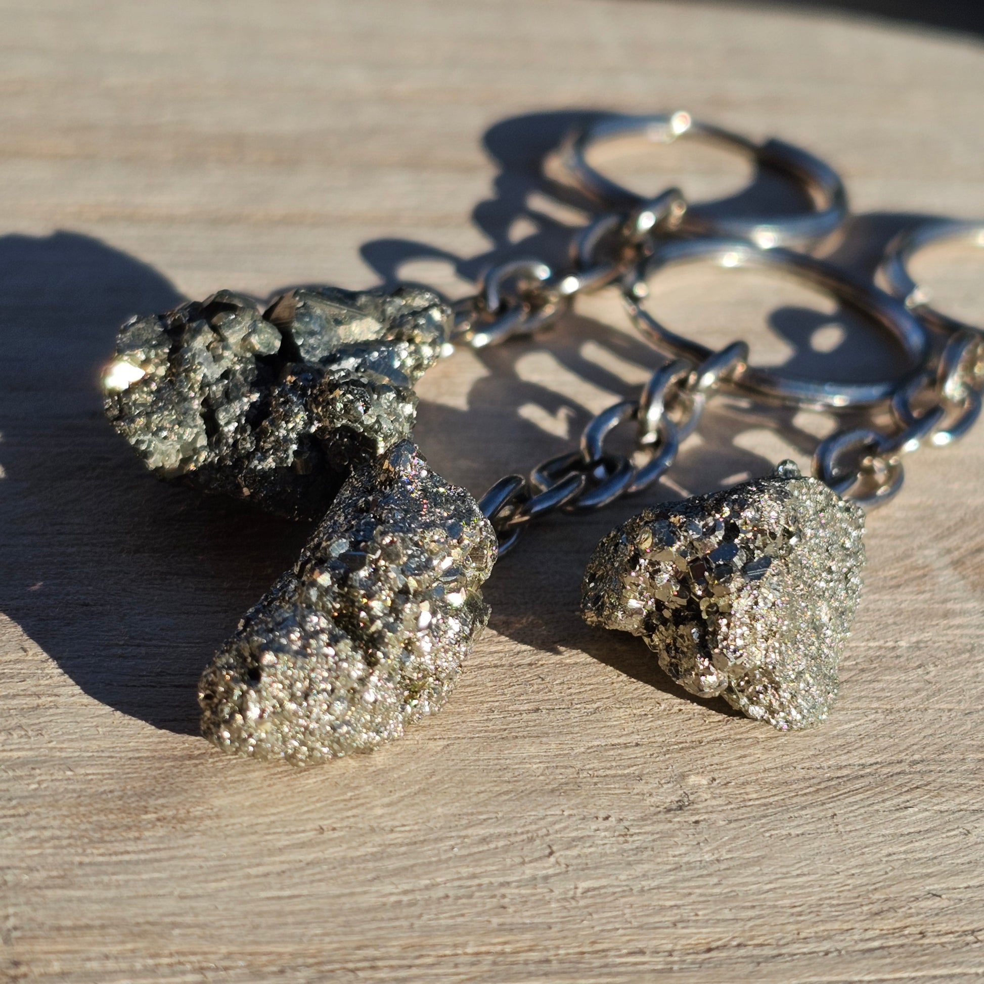 Natural Pyrite keychain.