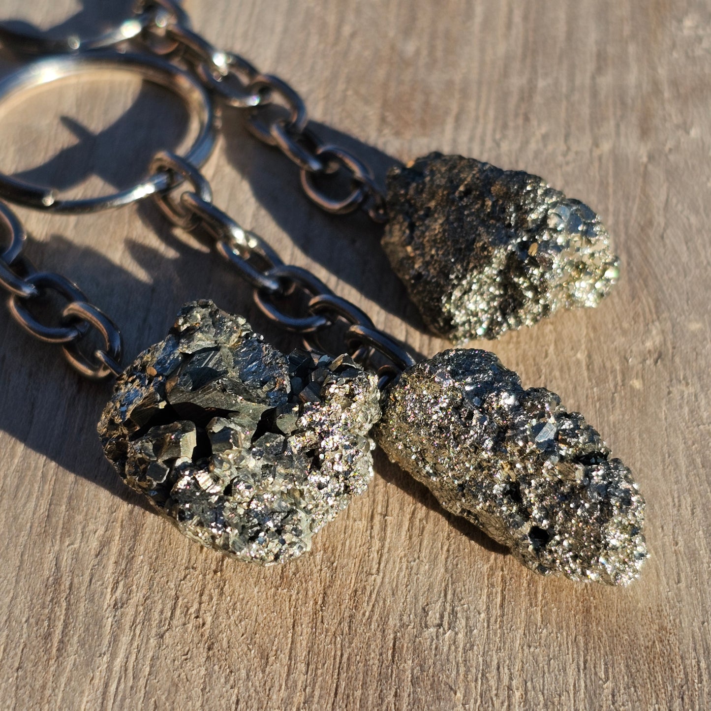 Natural Pyrite keychain.