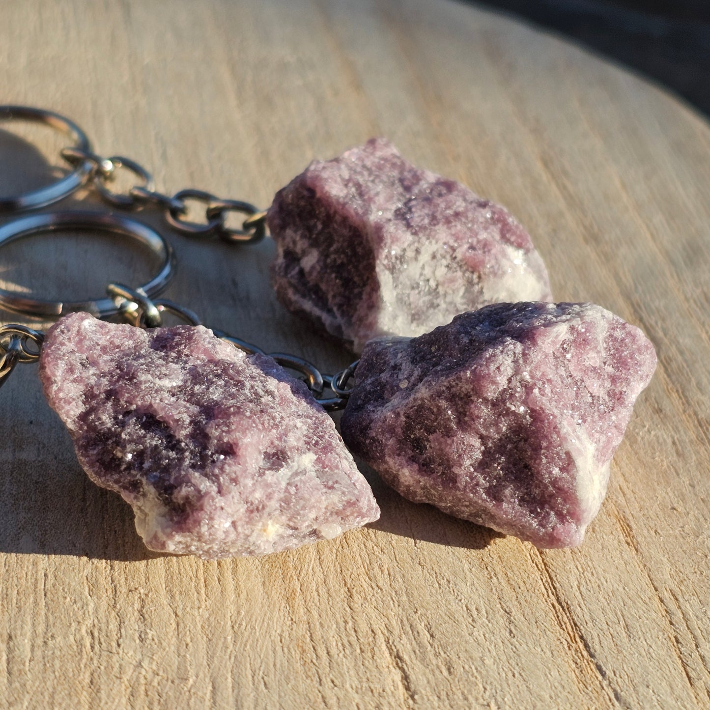 Natural Lepidolite keychain.