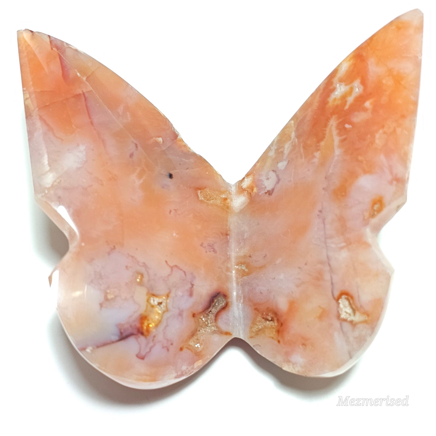 Beautiful rare pink Carnelian butterfly carving.