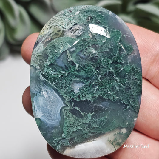 Moss Agate palm stone from India