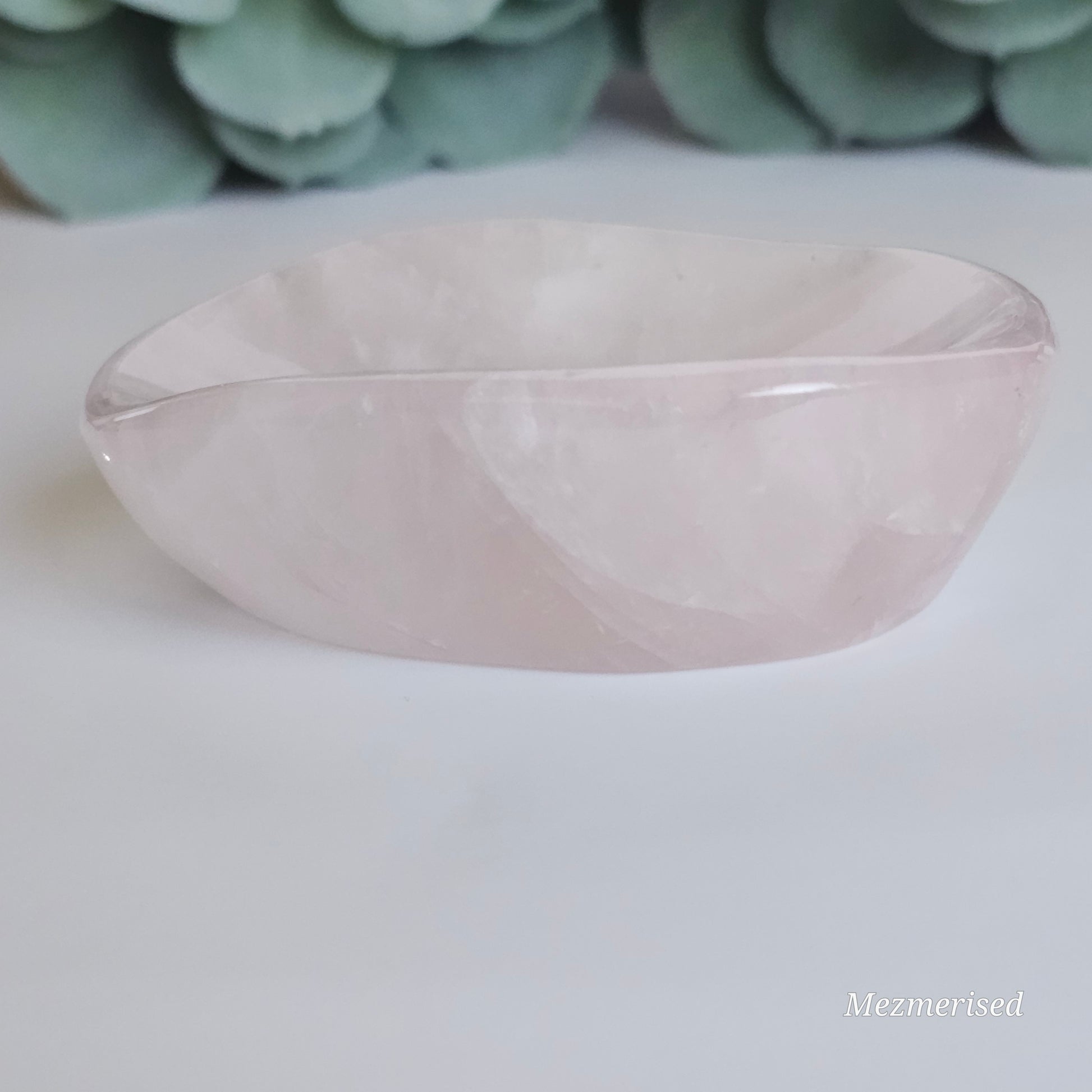 Gorgeous high quality translucent Rose Quartz dish.