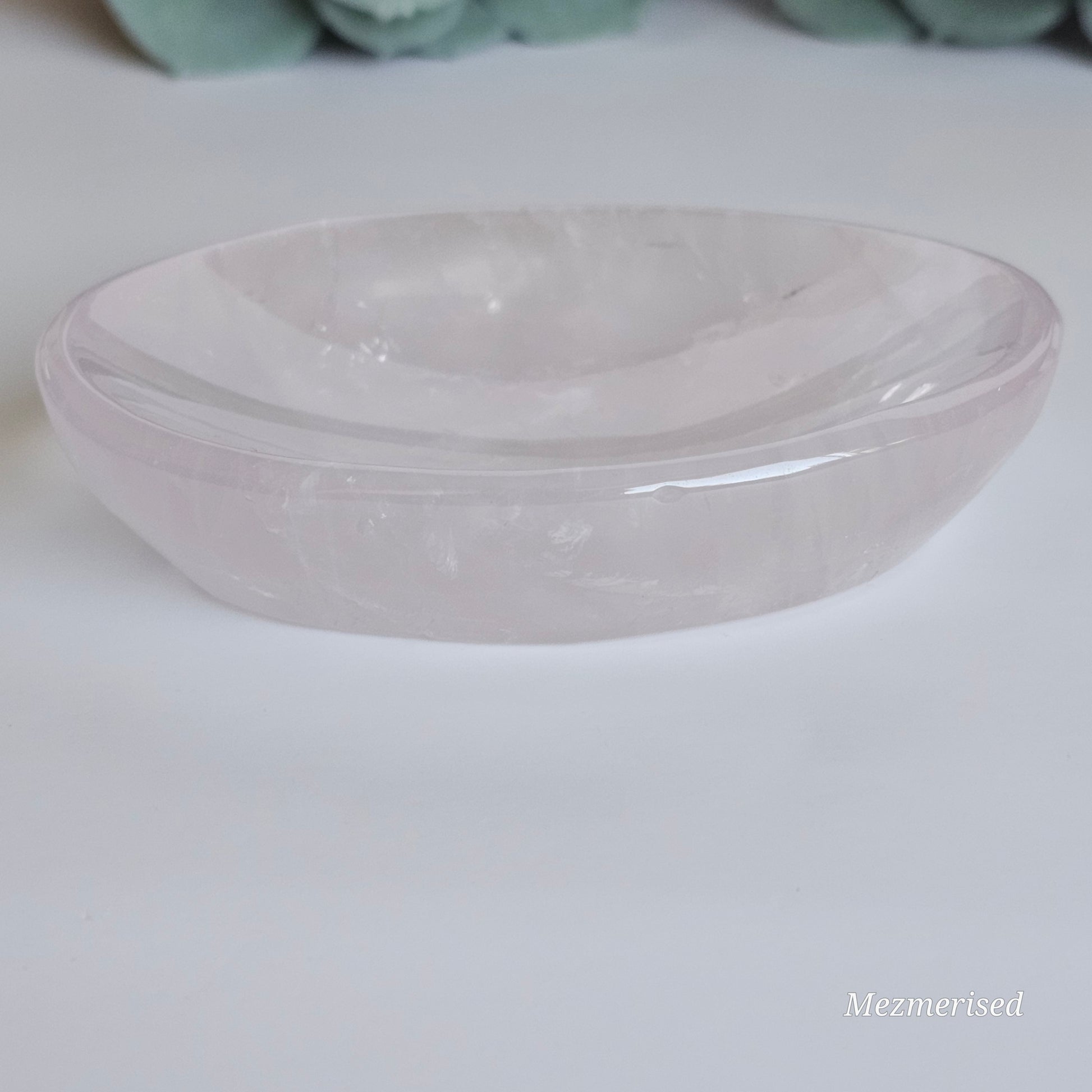 Gorgeous high quality translucent Rose Quartz dish.