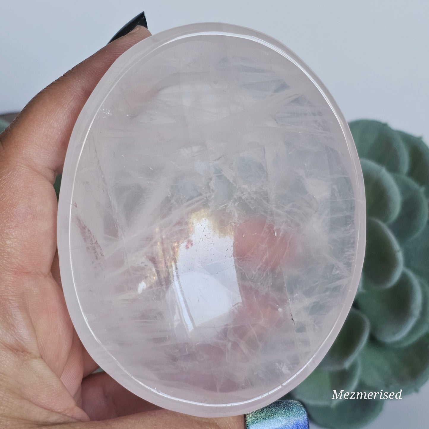 Gorgeous high quality translucent Rose Quartz dish.