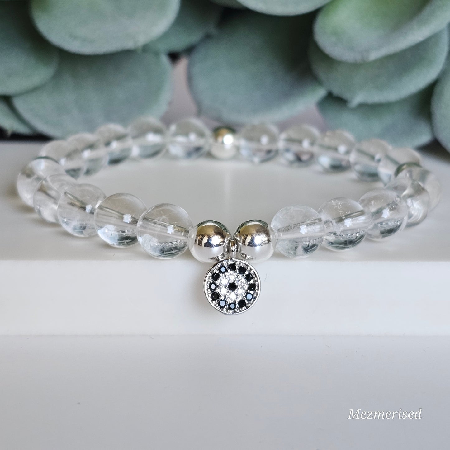 8mm A Grade Clear Quartz Bracelet | Gold or Silver