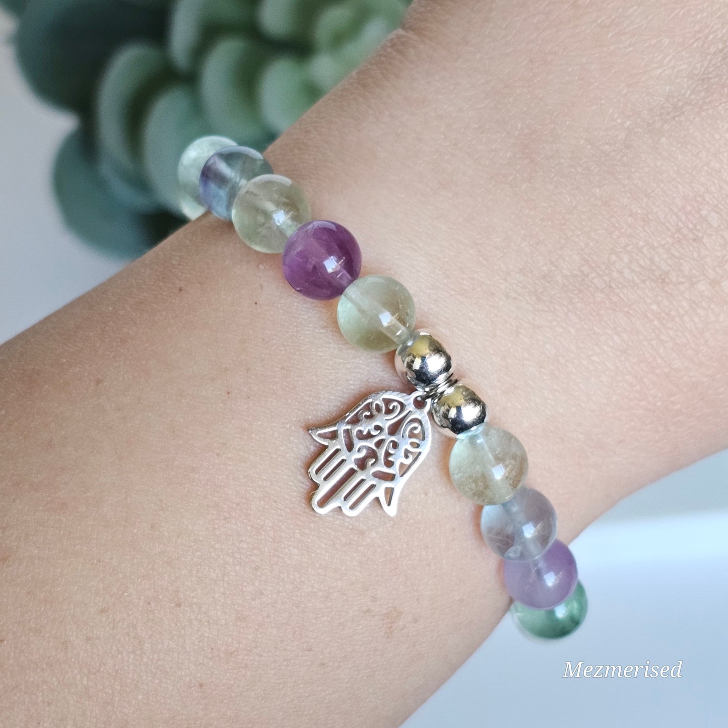 8mm A Grade Fluorite Bracelet | Gold or Silver
