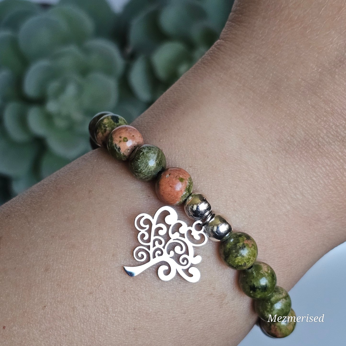 8mm Unakite Bracelet | Gold or Silver