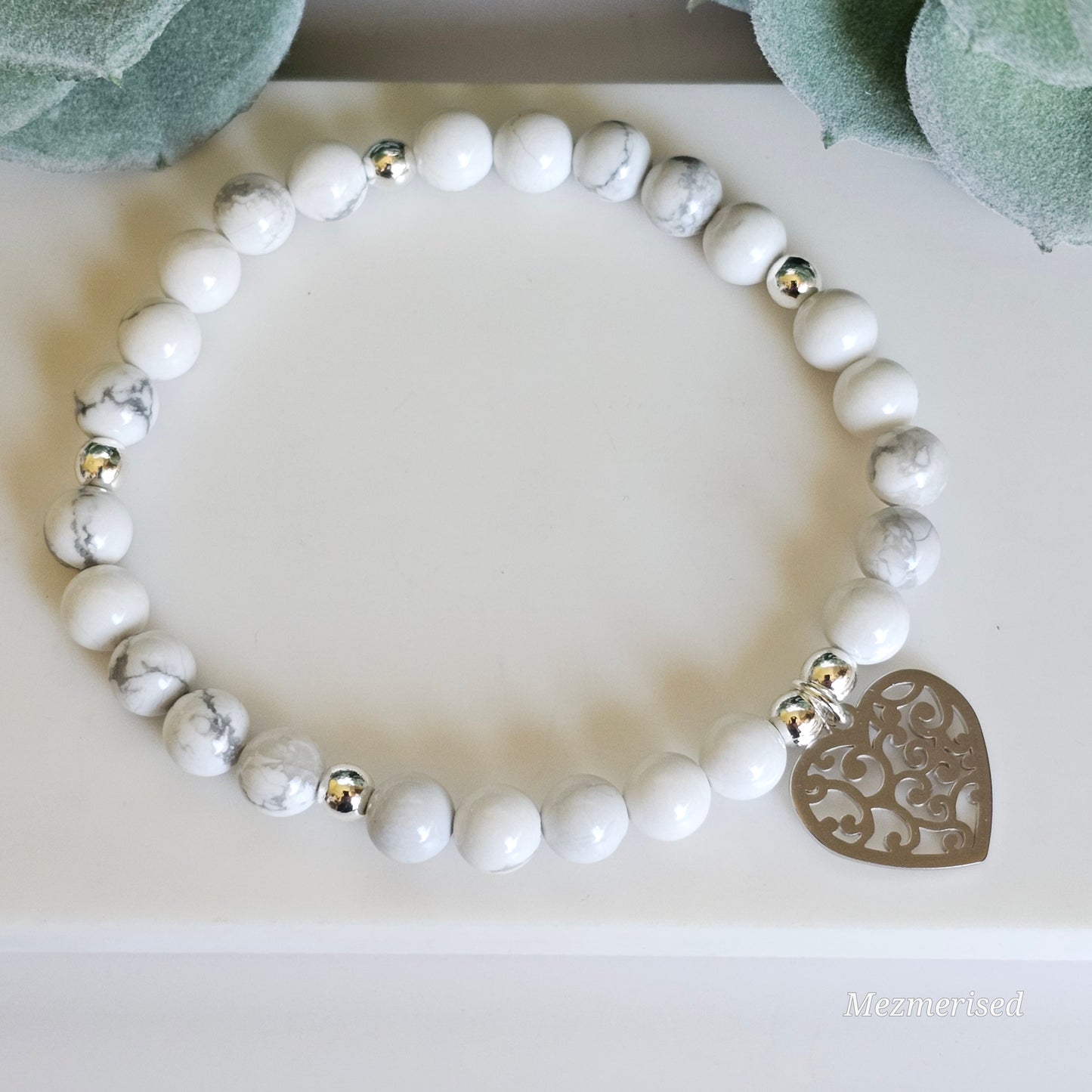 6mm Howlite Bracelet | Gold or Silver