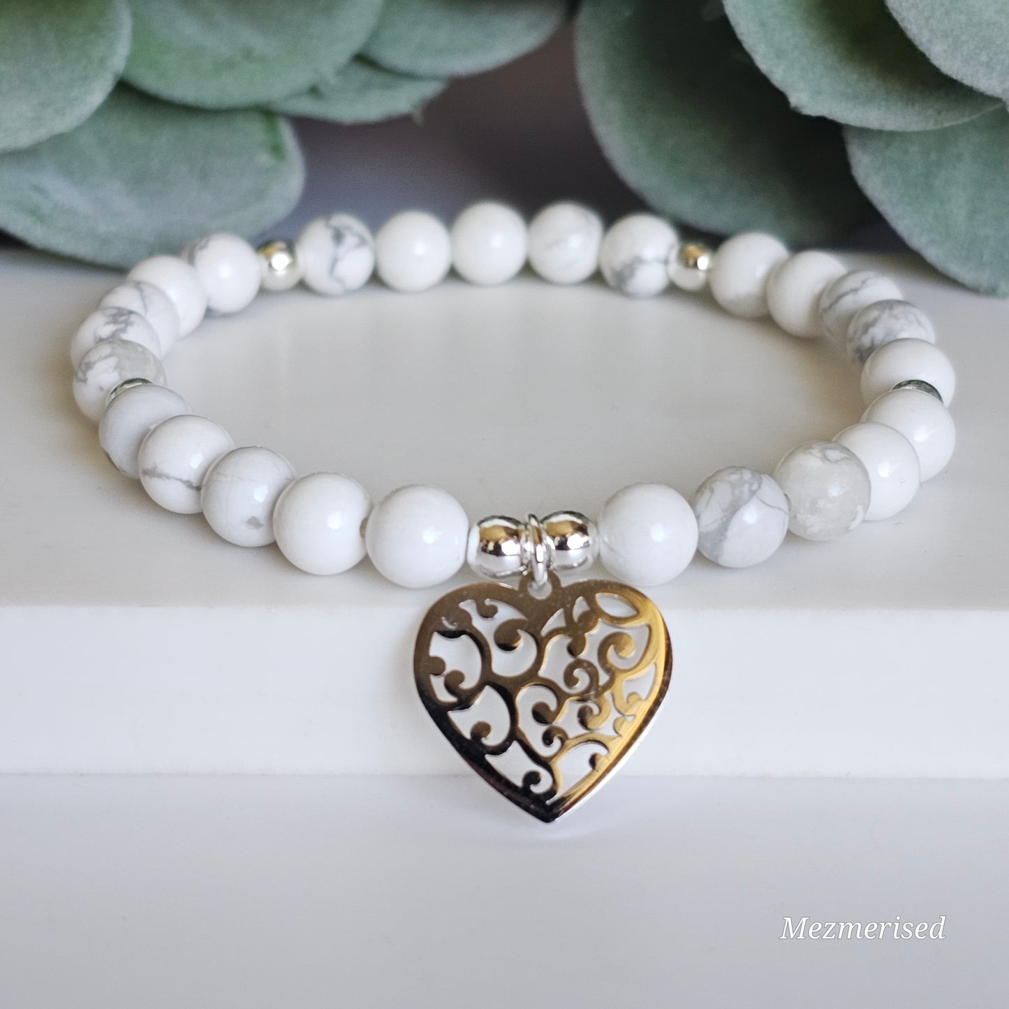 6mm Howlite Bracelet | Gold or Silver