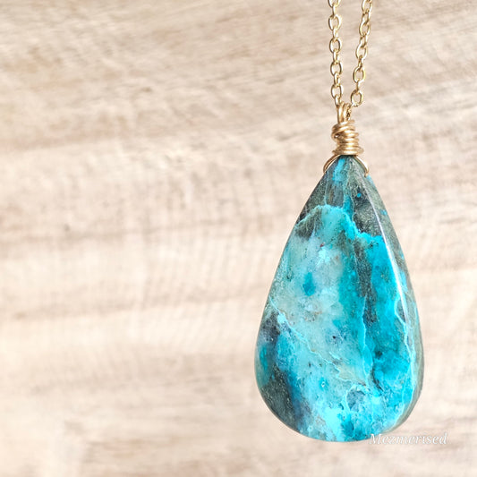 Shattuckite Necklace | Gold