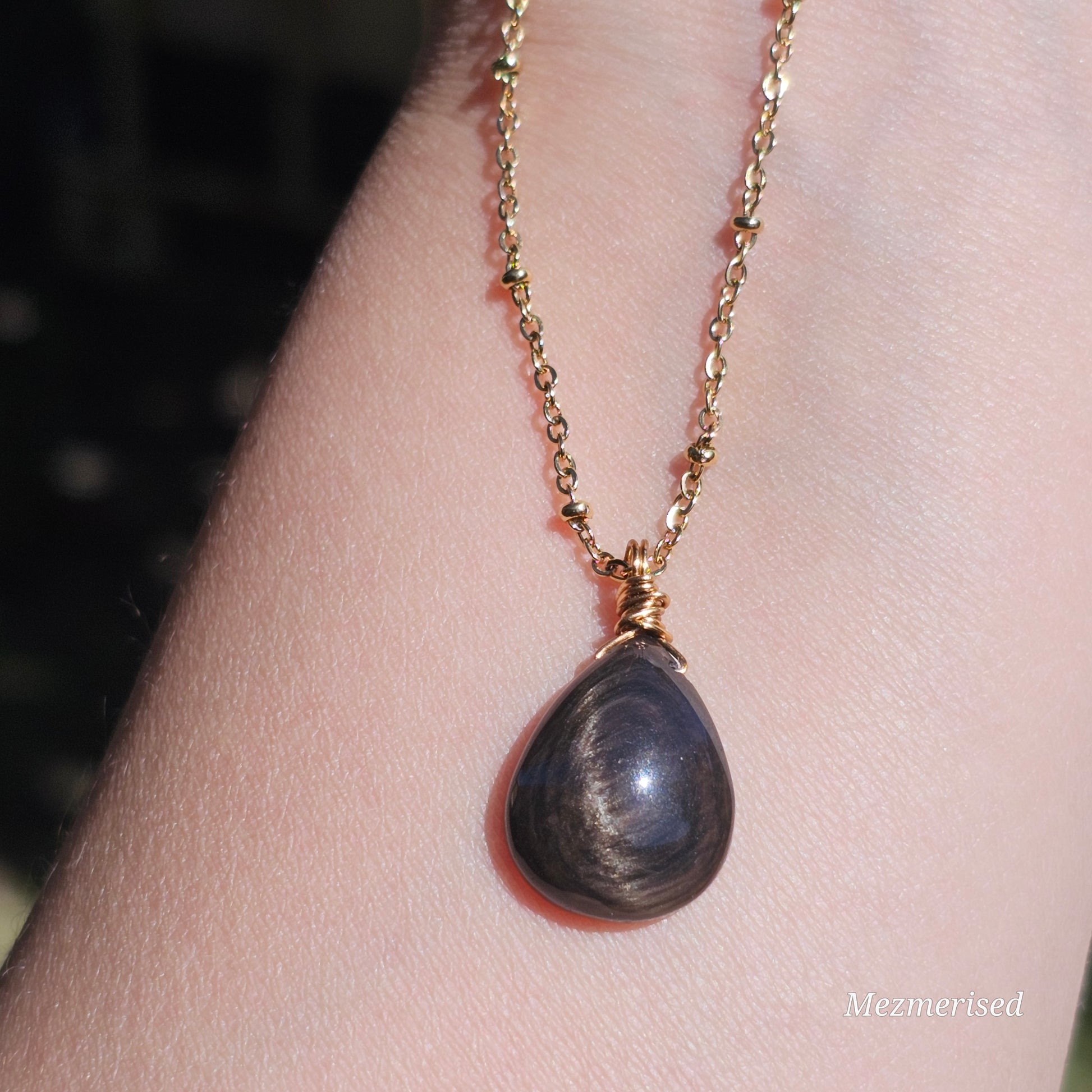 Copper Sheen Obsidian Necklace