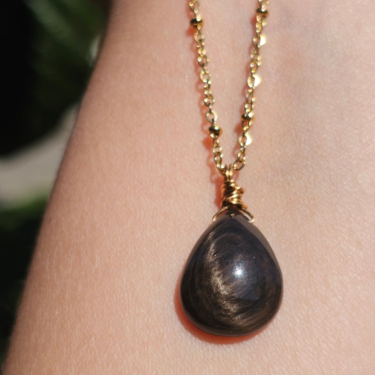 Copper Sheen Obsidian Necklace