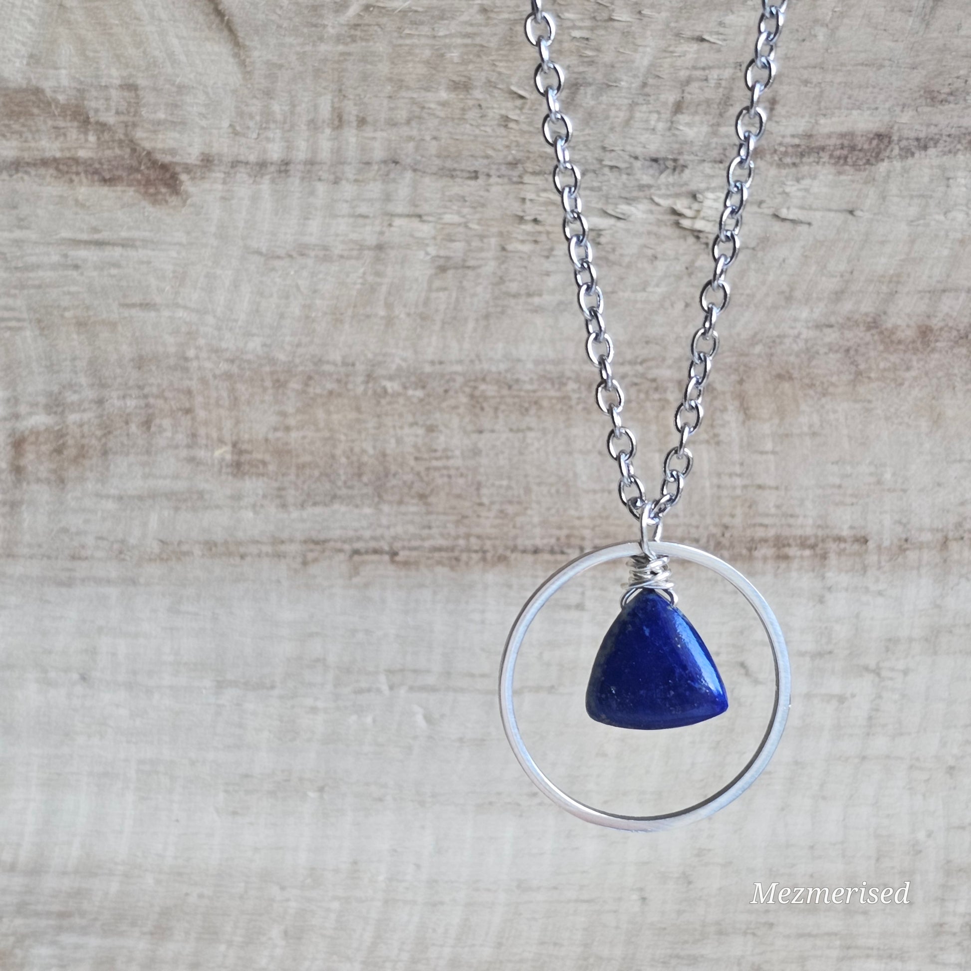 Lapis Lazuli Silver Hoop Necklace