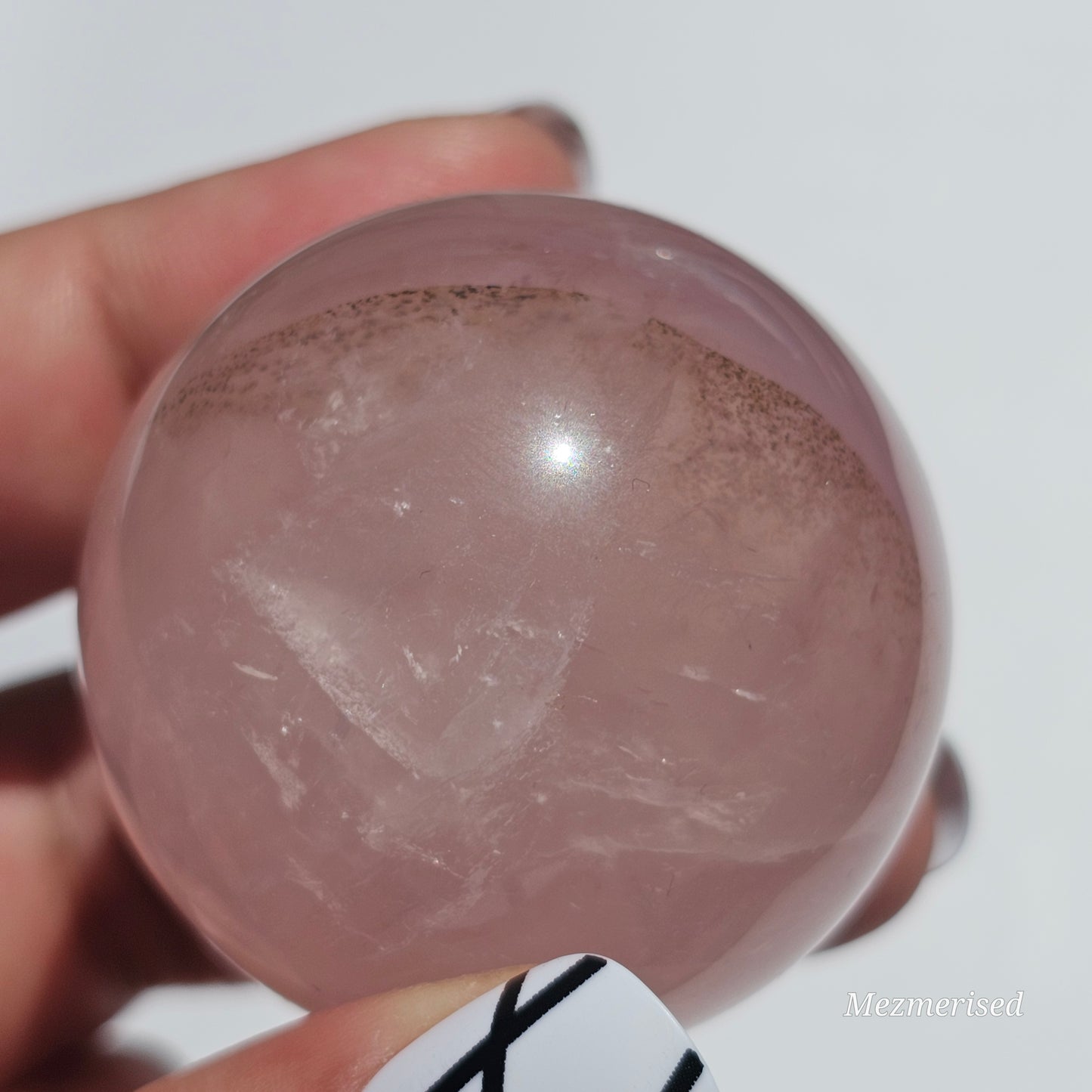 Star Rose Quartz Sphere with Dendrite