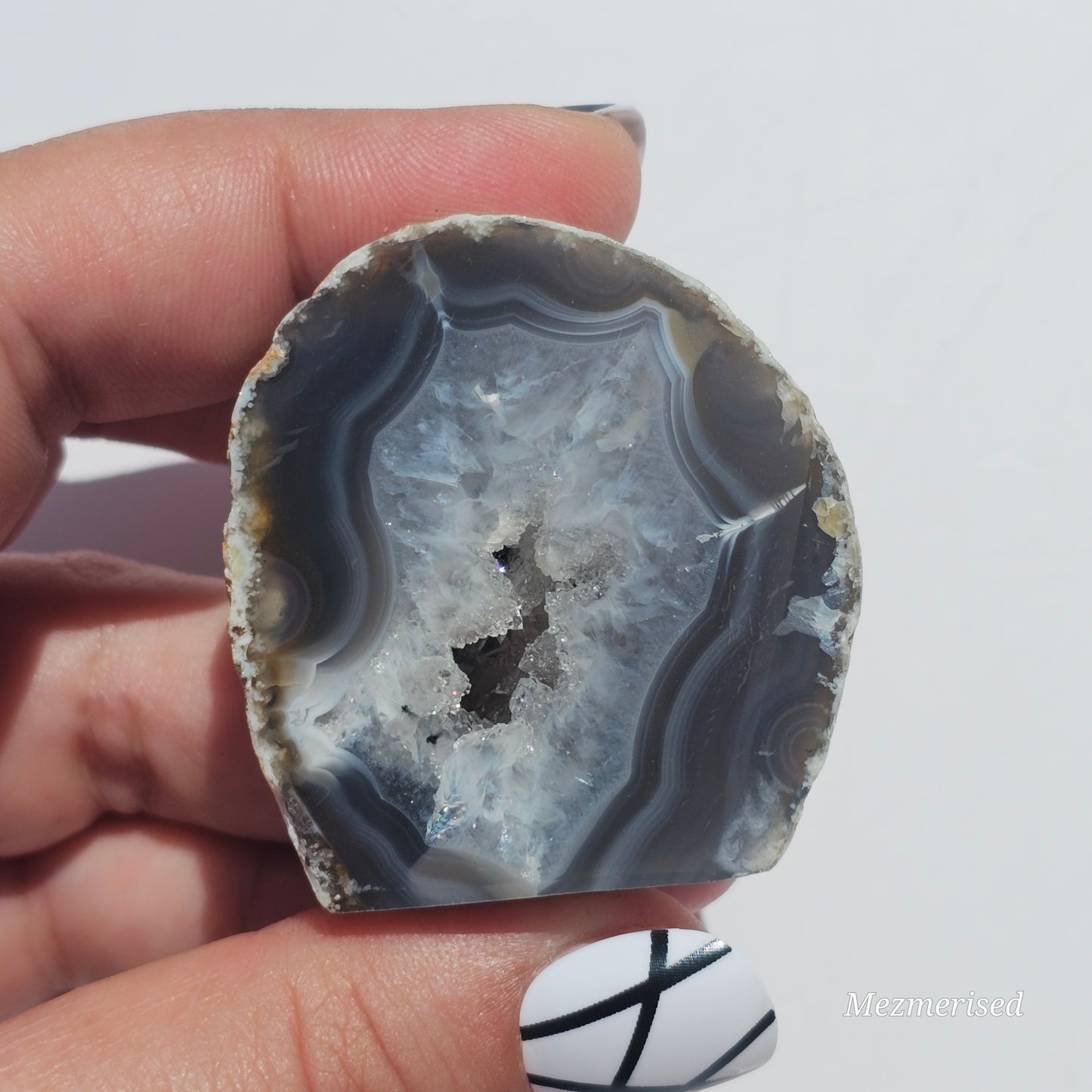 Miniature Agate geodes with sparkling druzy and lovely banding.