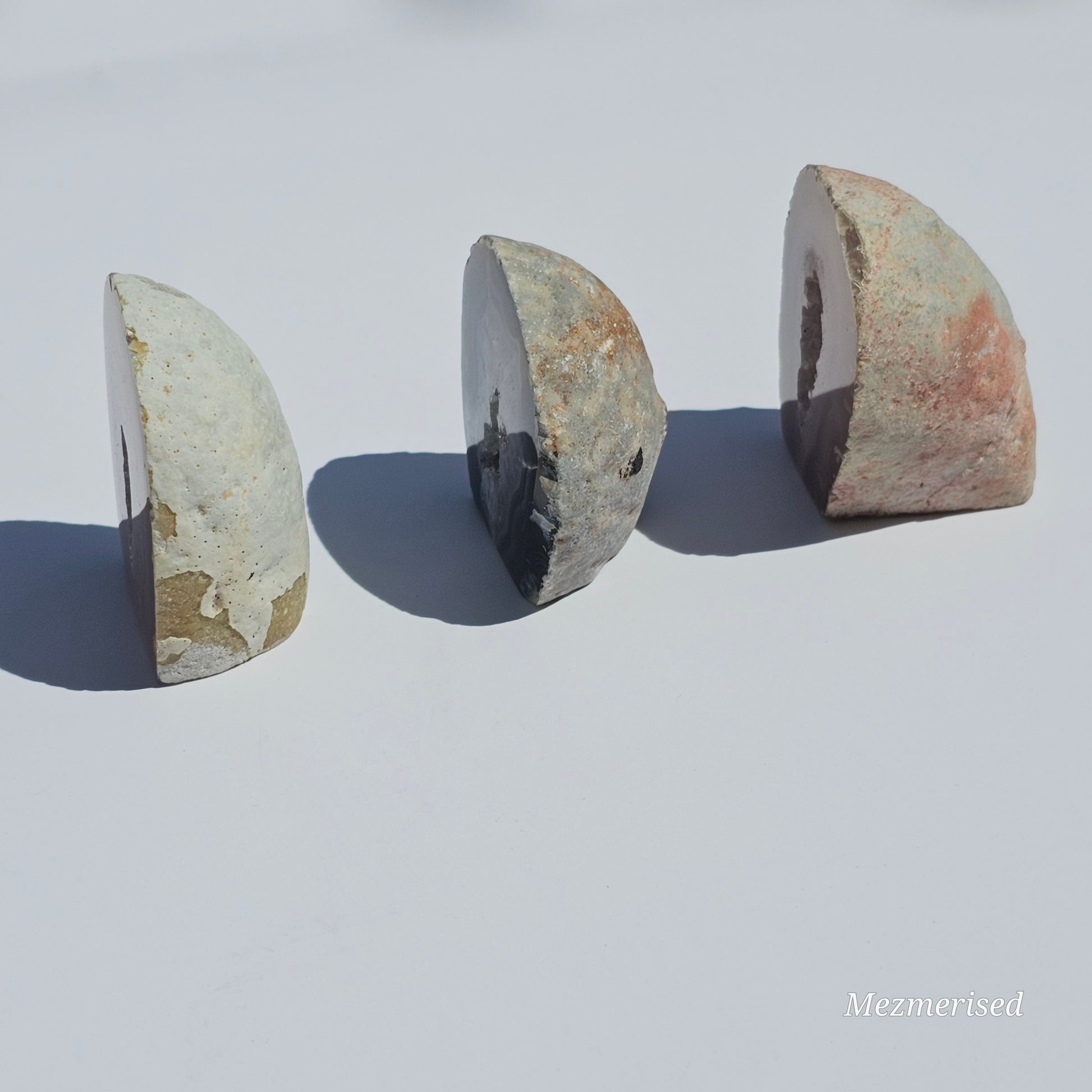 Miniature Agate geodes with sparkling druzy and lovely banding.