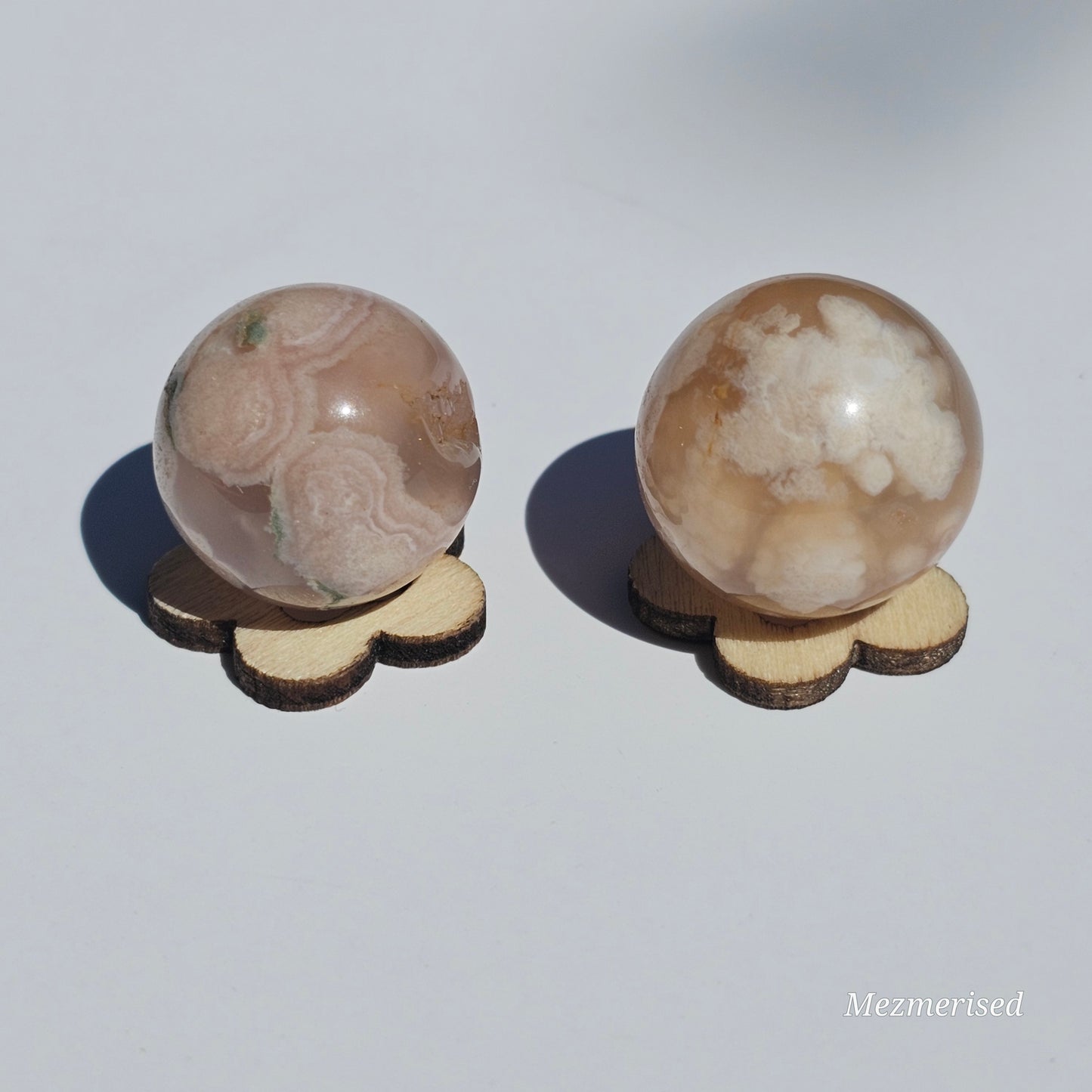 Small Flower Agate Spheres.