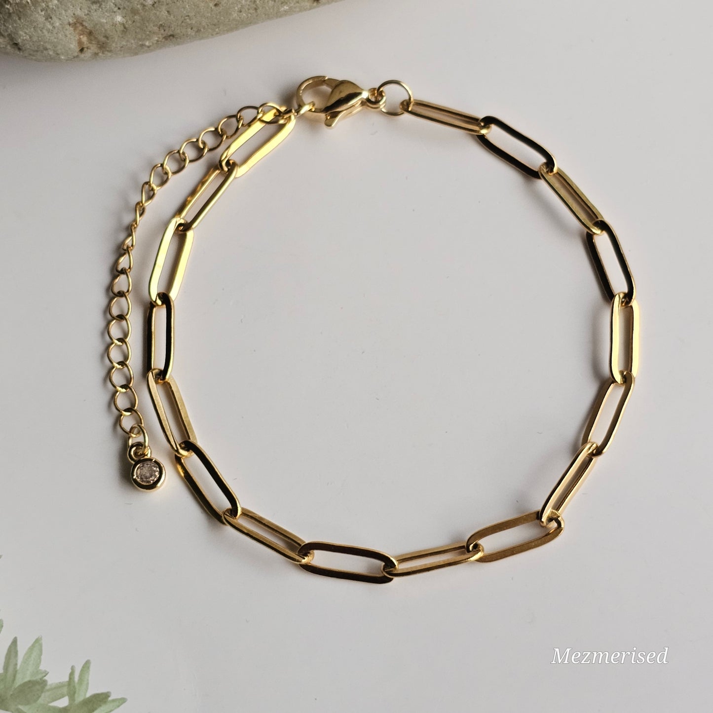 Stainless Steel Paperclip Chain Bracelet | Gold