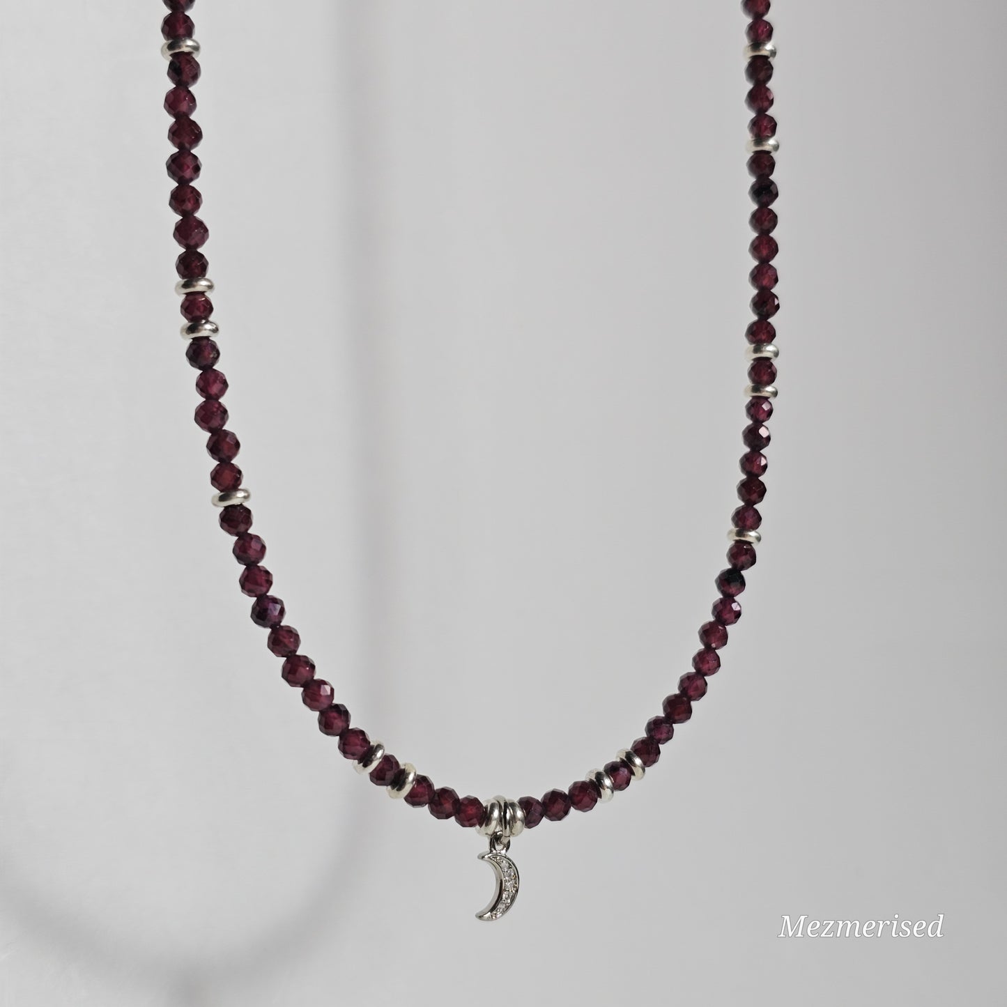 AA Quality Garnet Crescent Necklace