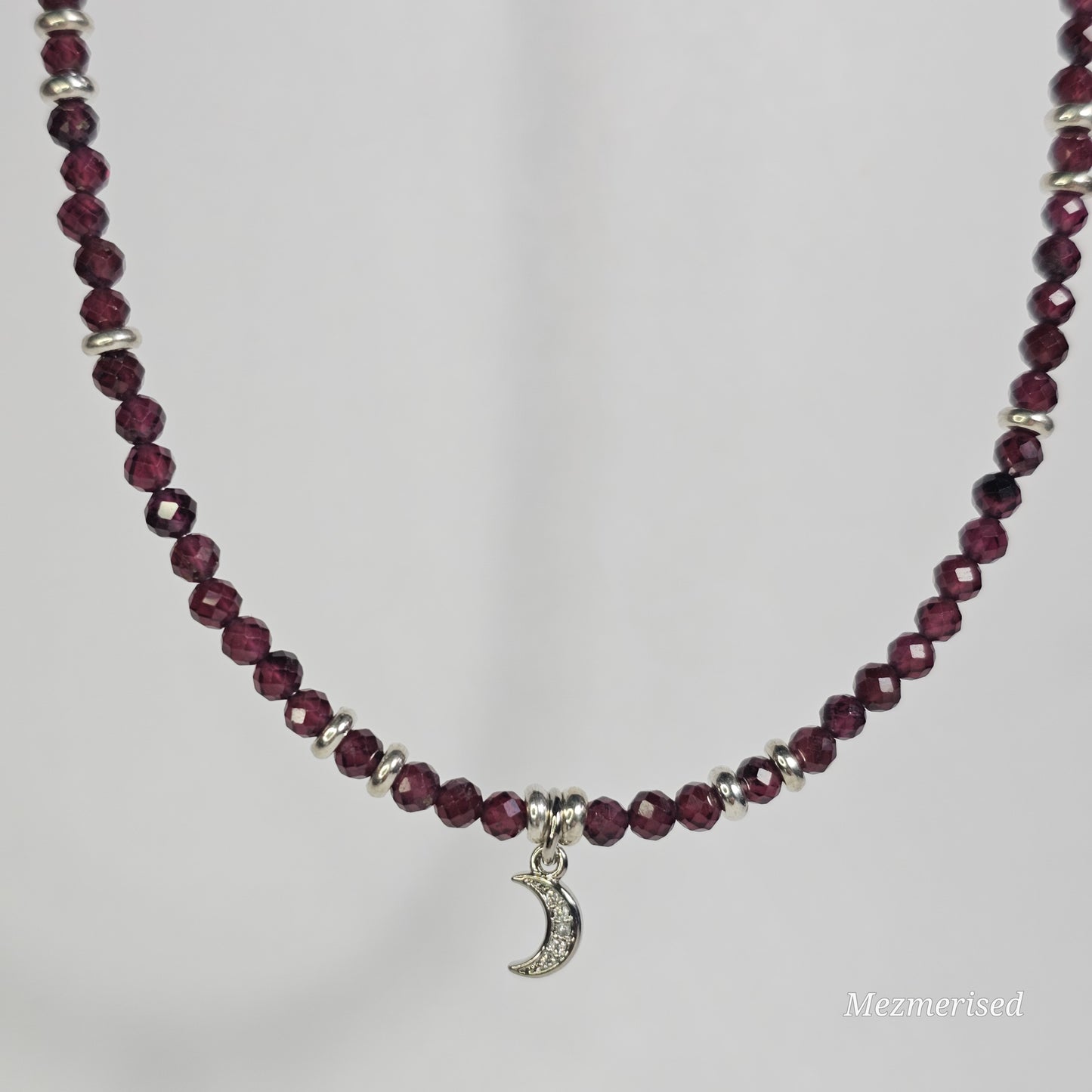 AA Quality Garnet Crescent Necklace