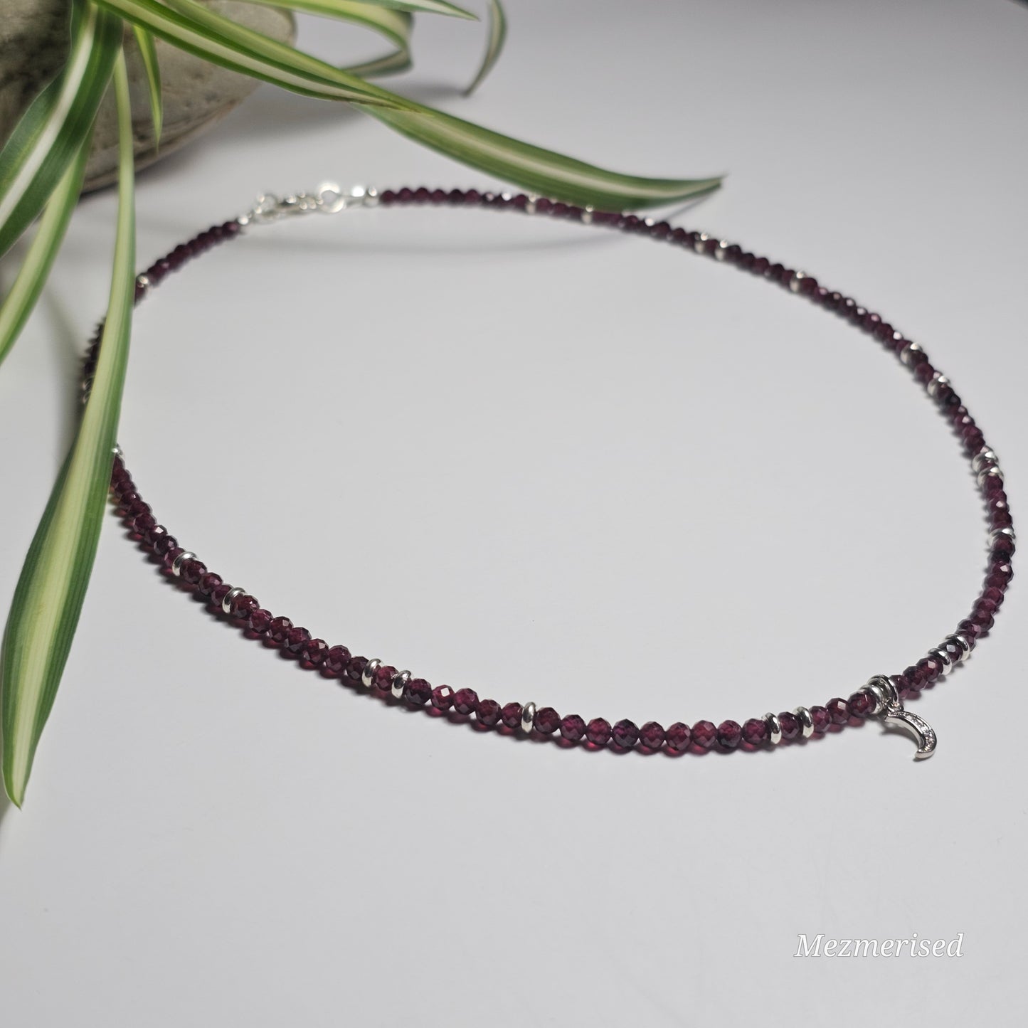 AA Quality Garnet Crescent Necklace