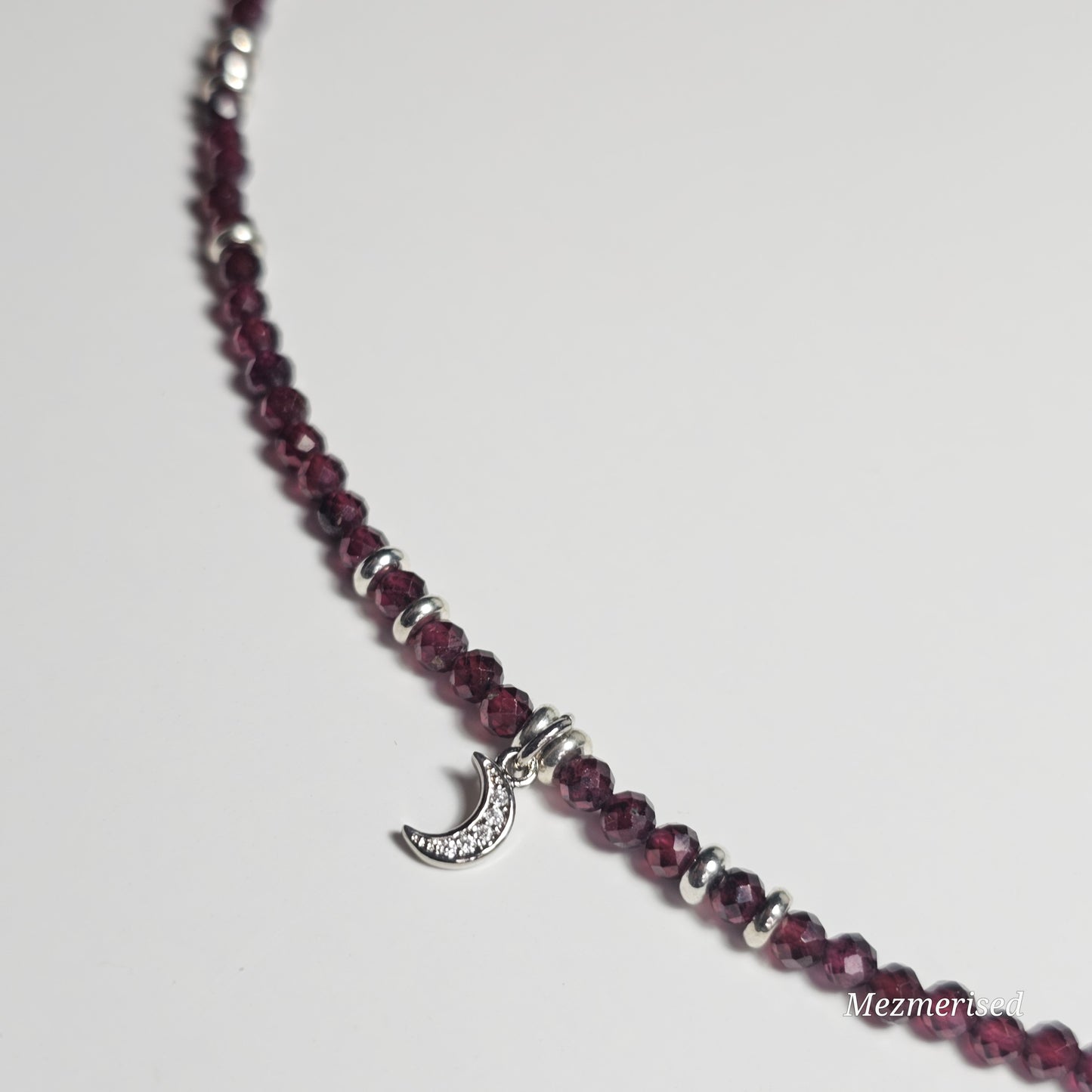 AA Quality Garnet Crescent Necklace