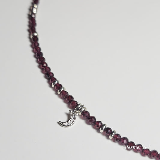 AA Quality Garnet Crescent Necklace