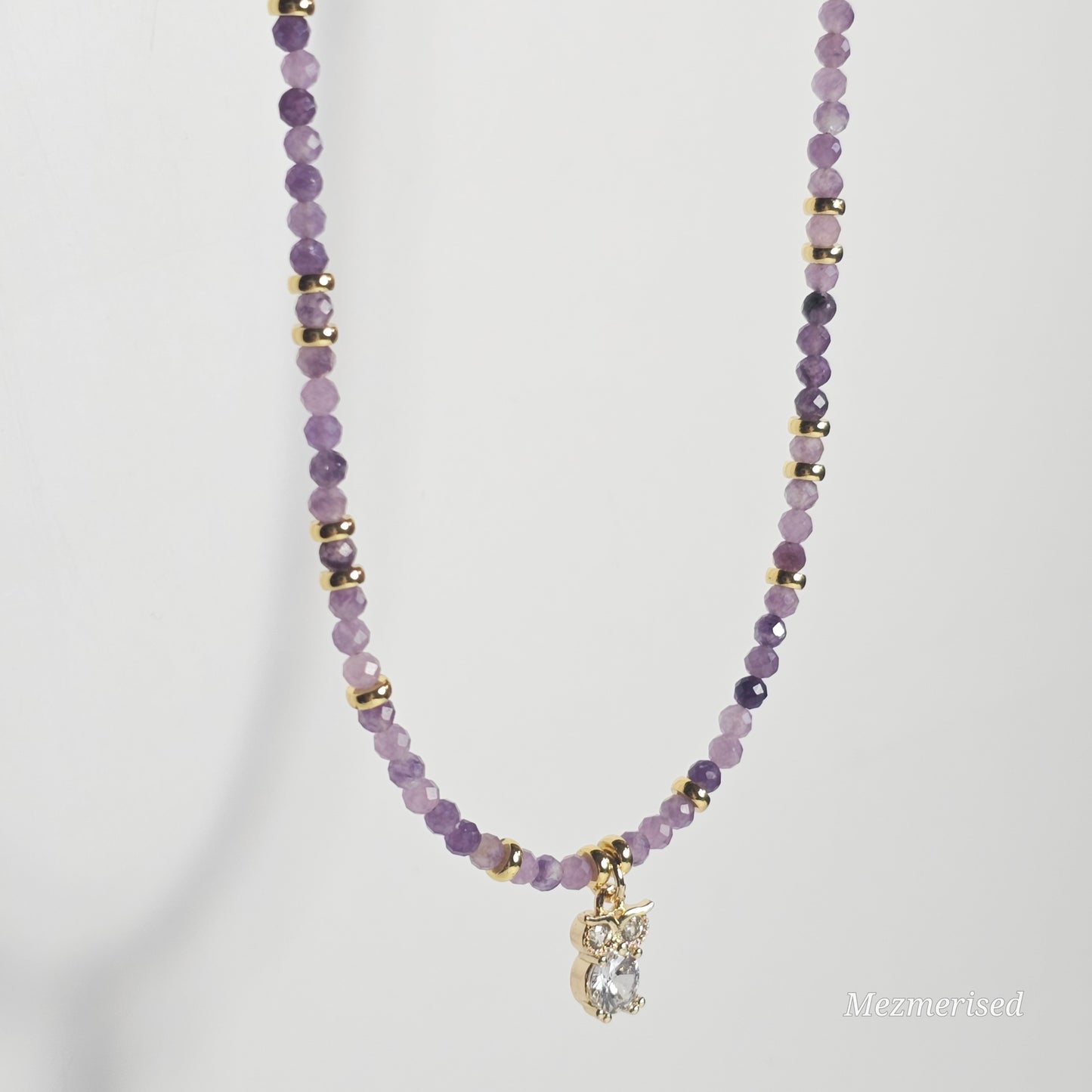 Lepidolite Owl Necklace