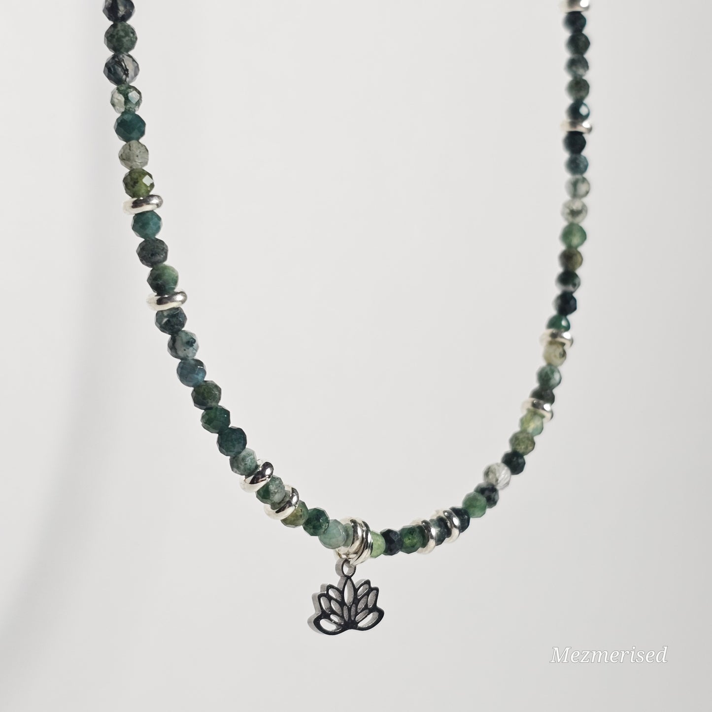 Moss Agate Lotus Necklace