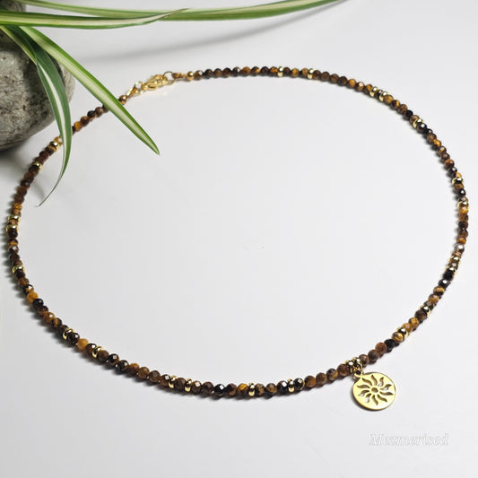 Tiger's Eye Sun Medallion Necklace