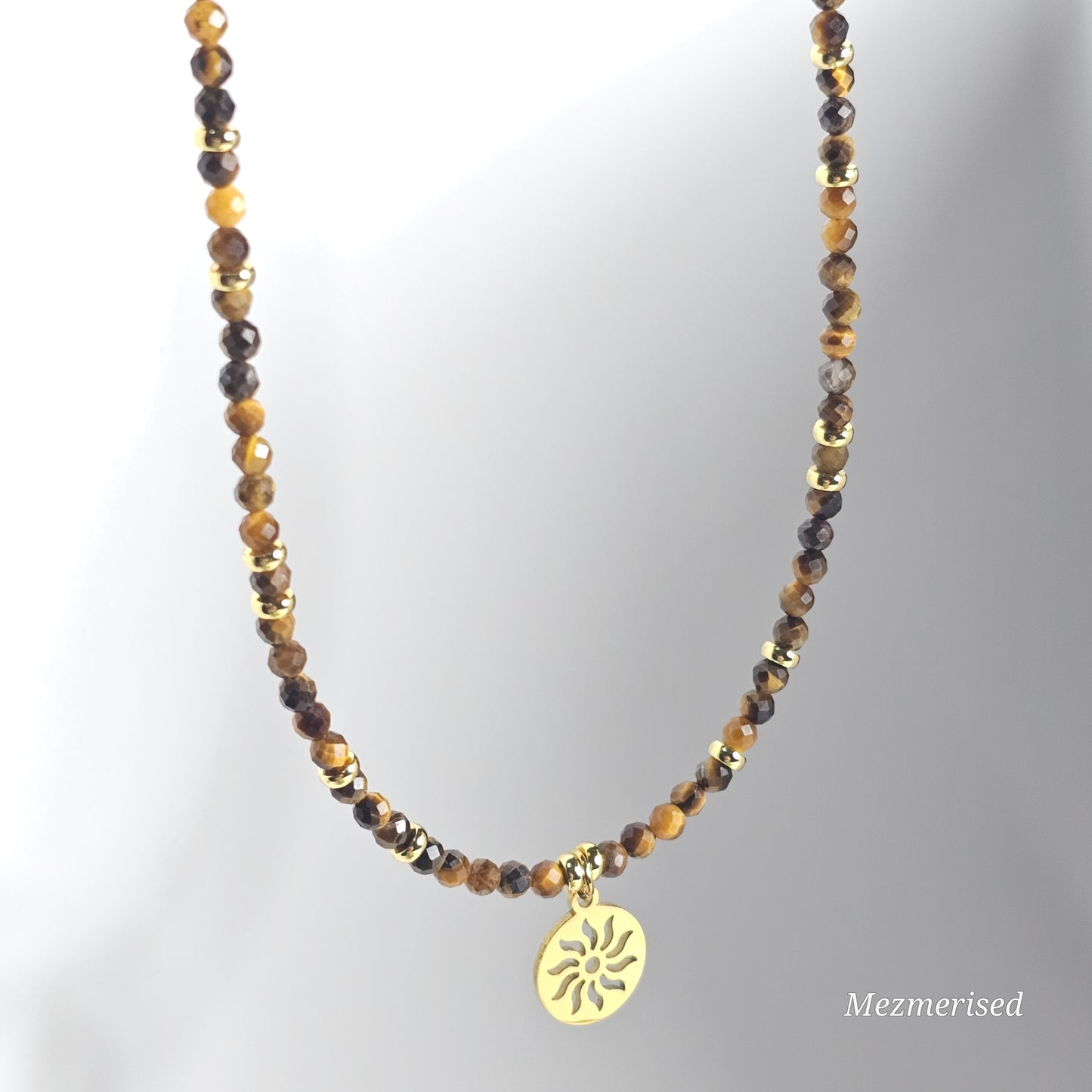 Tiger's Eye Sun Medallion Necklace