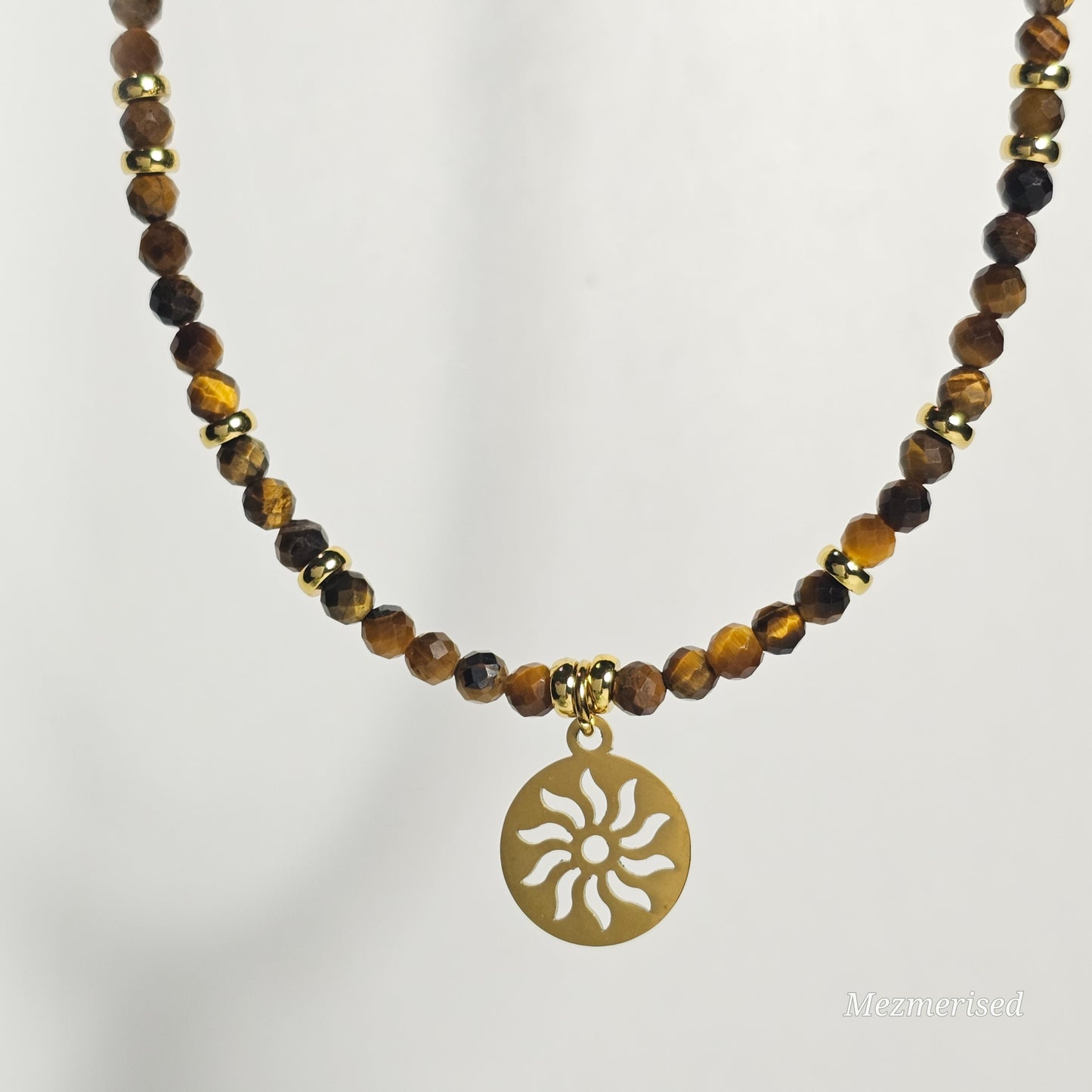 Tiger's Eye Sun Medallion Necklace