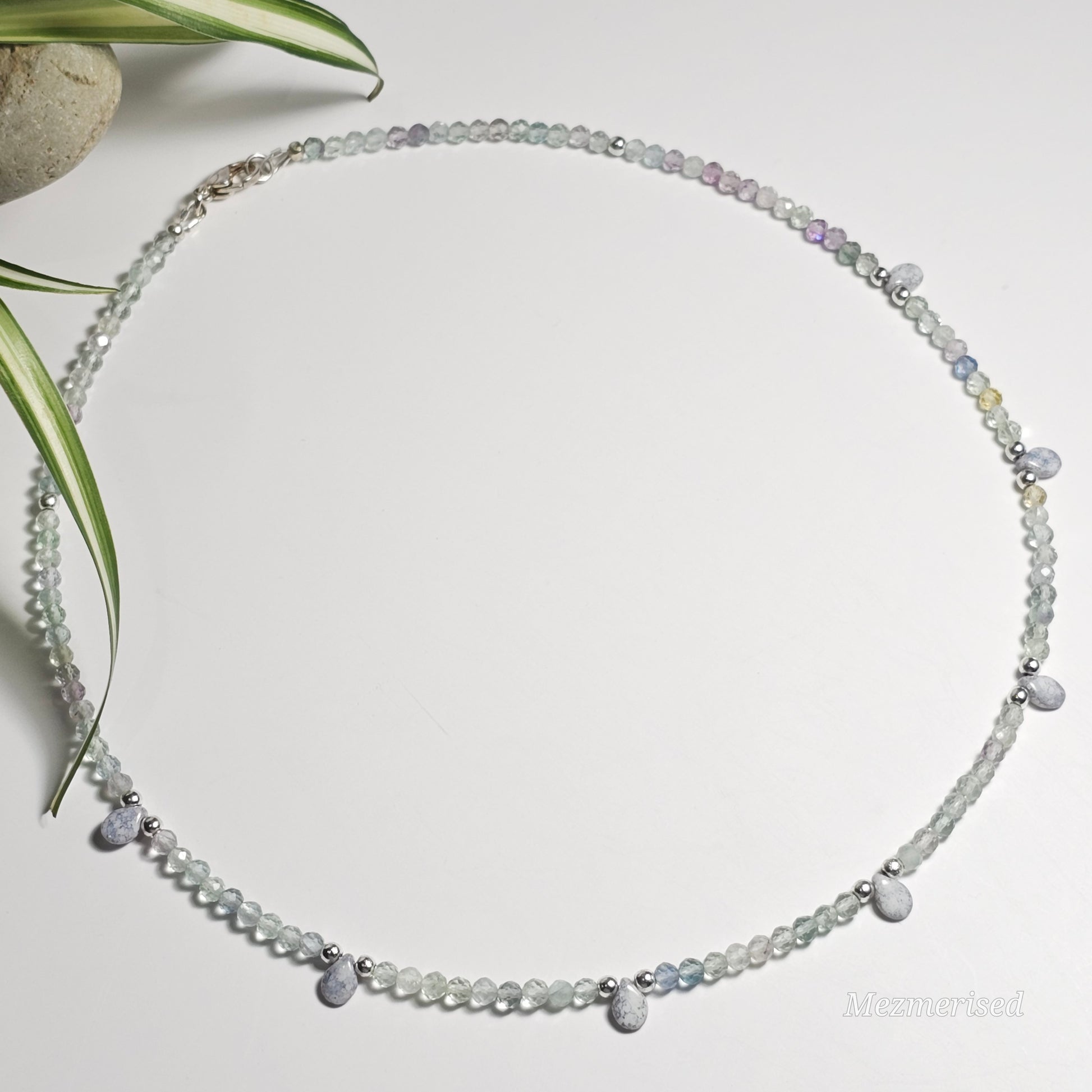 Rainbow Fluorite & Czech Fire Polish Necklace