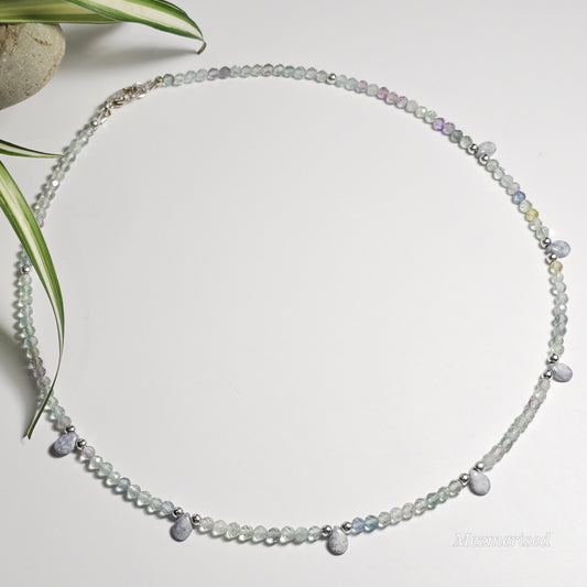 Rainbow Fluorite & Czech Fire Polish Necklace