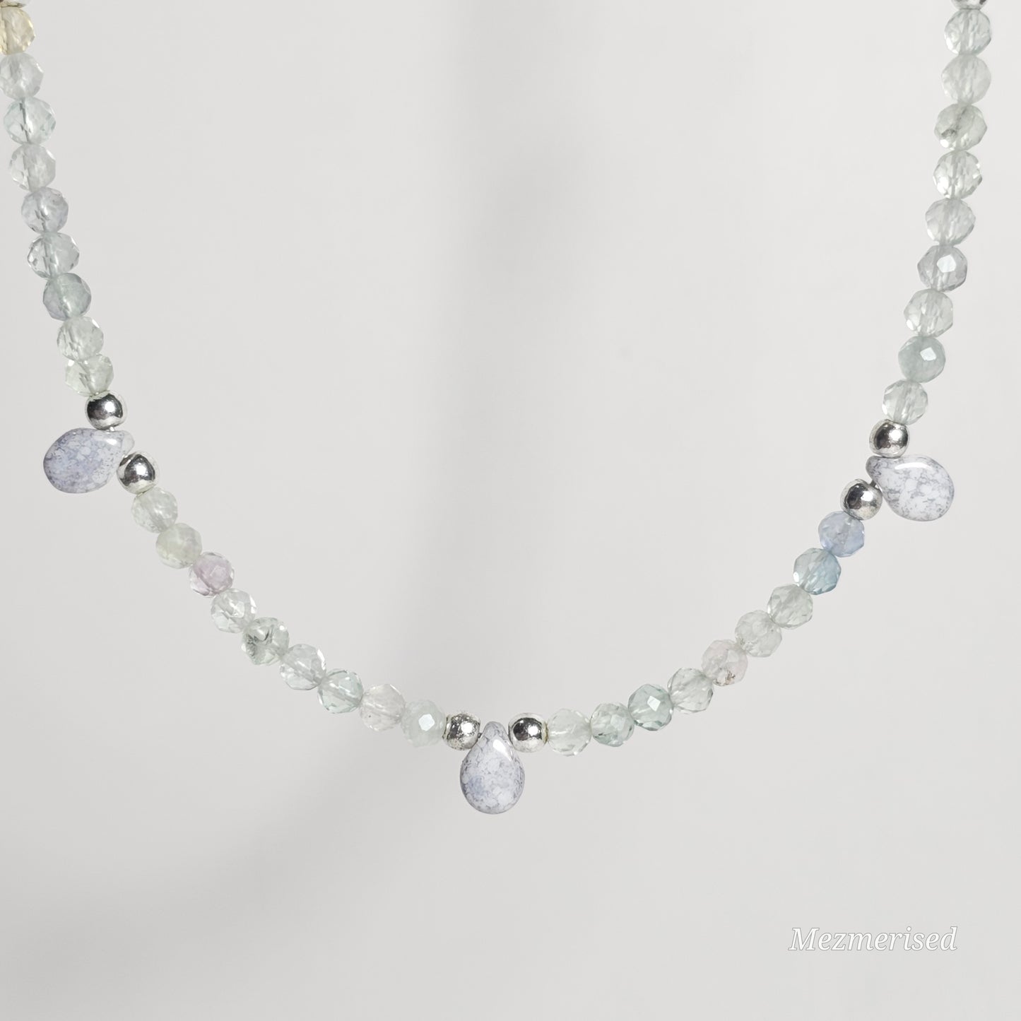 Rainbow Fluorite & Czech Fire Polish Necklace