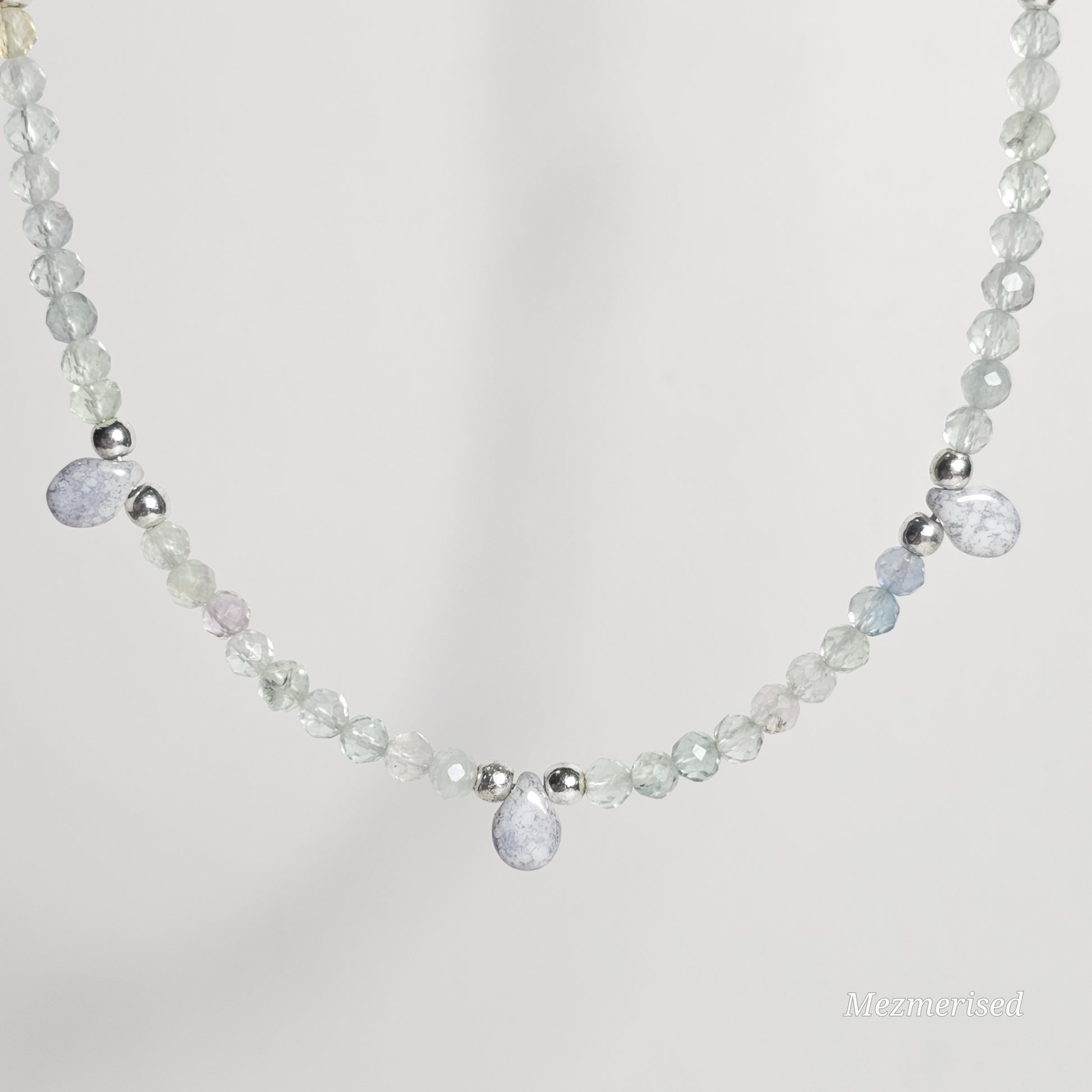 Rainbow Fluorite & Czech Fire Polish Necklace