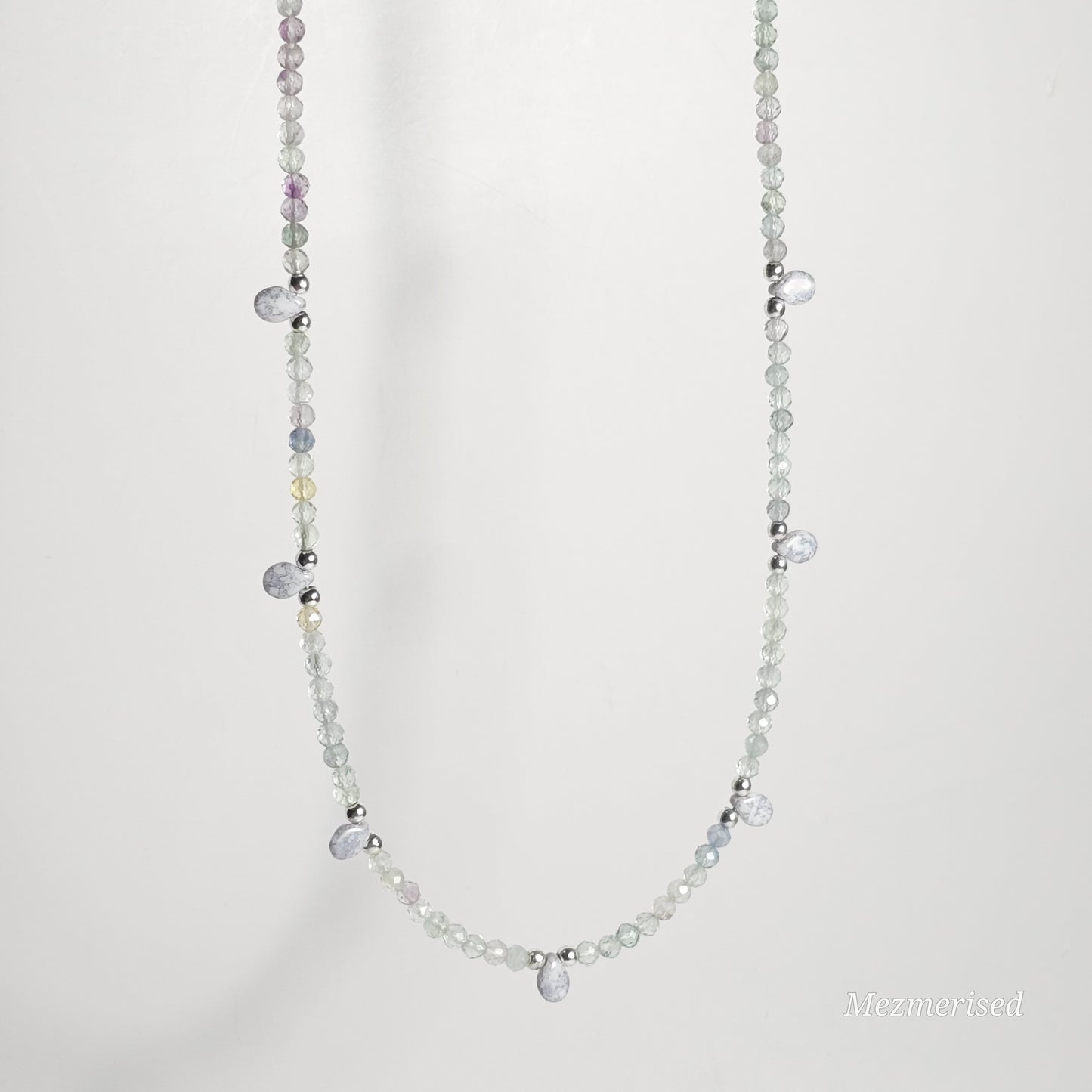 Rainbow Fluorite & Czech Fire Polish Necklace