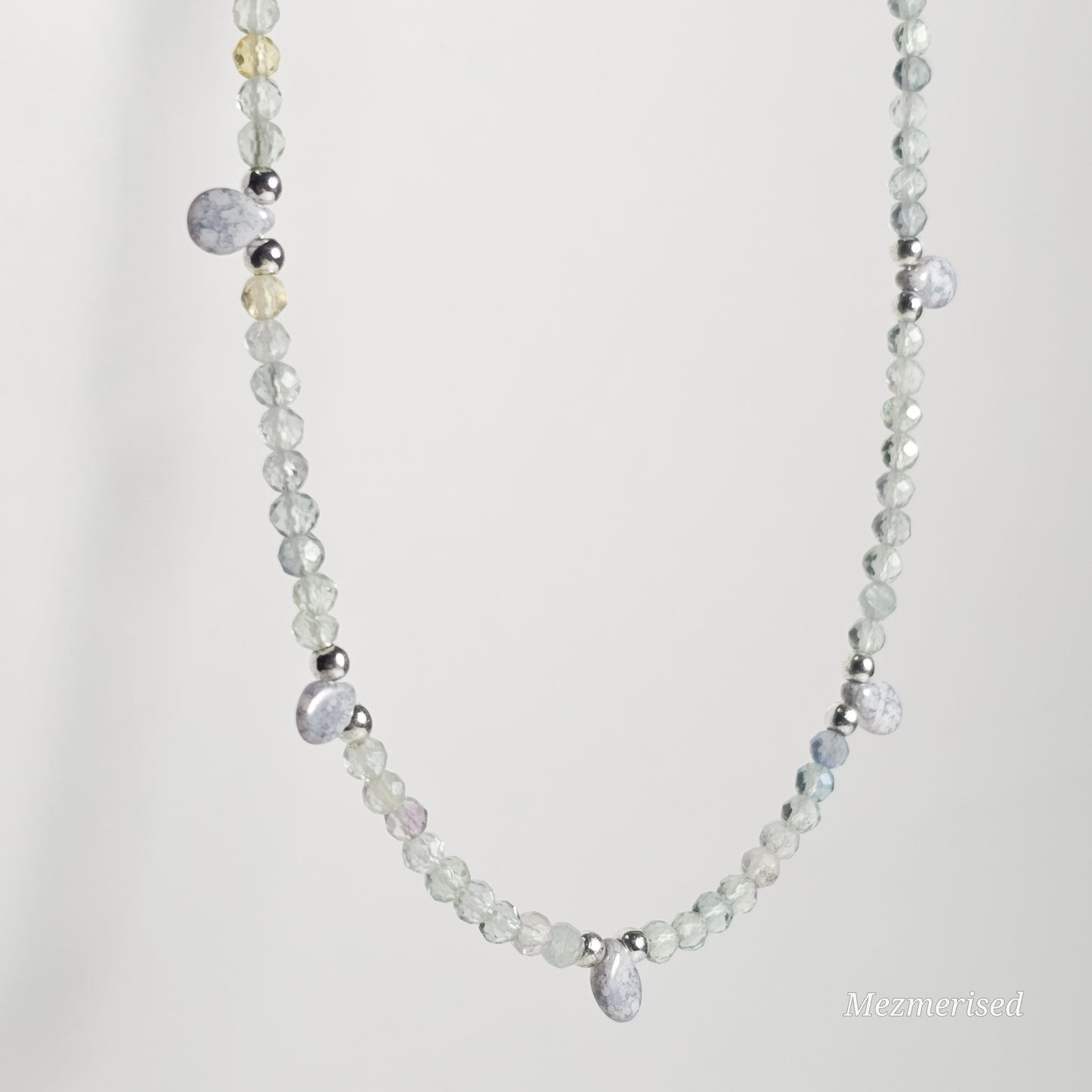 Rainbow Fluorite & Czech Fire Polish Necklace