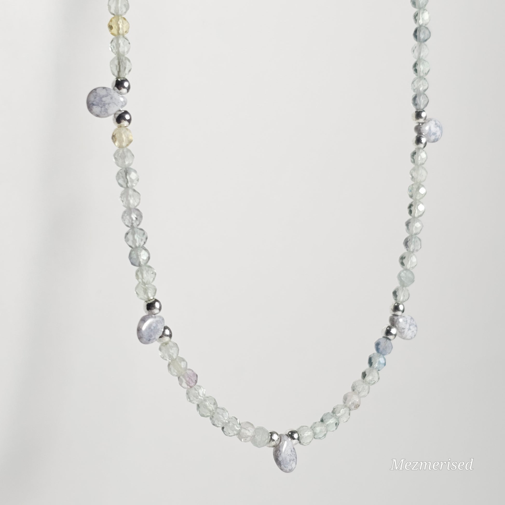 Rainbow Fluorite & Czech Fire Polish Necklace