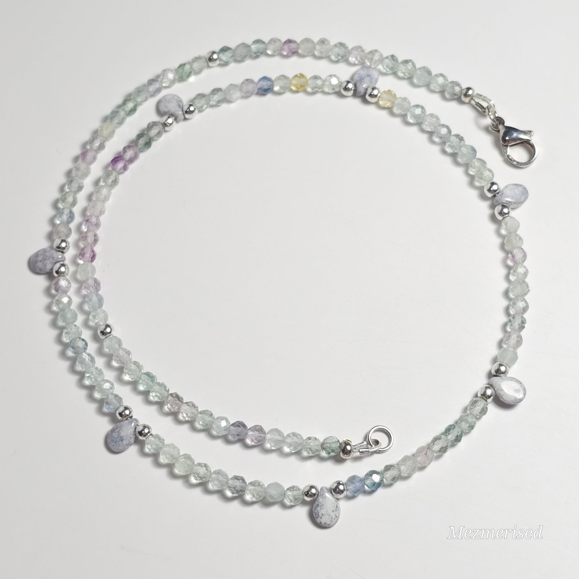 Rainbow Fluorite & Czech Fire Polish Necklace